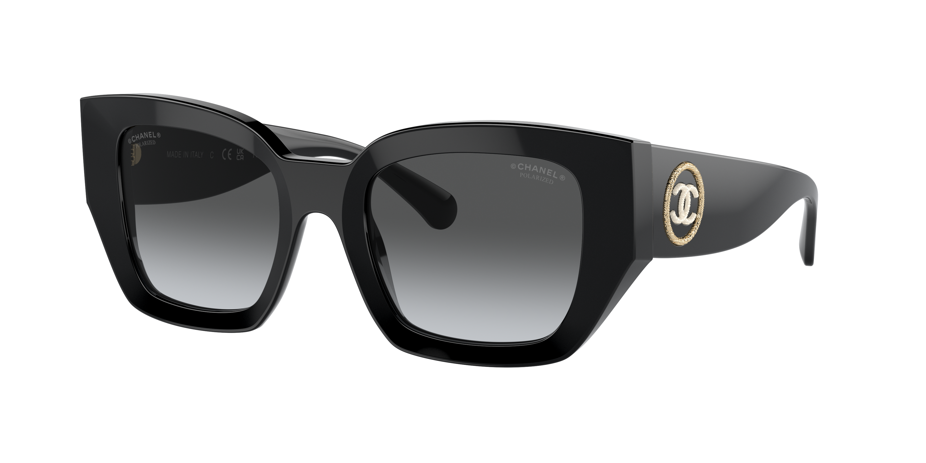 Chanel Woman Sunglass Square  Sunglasses CH5506A -  Frame color: Black, Lens color: Gray