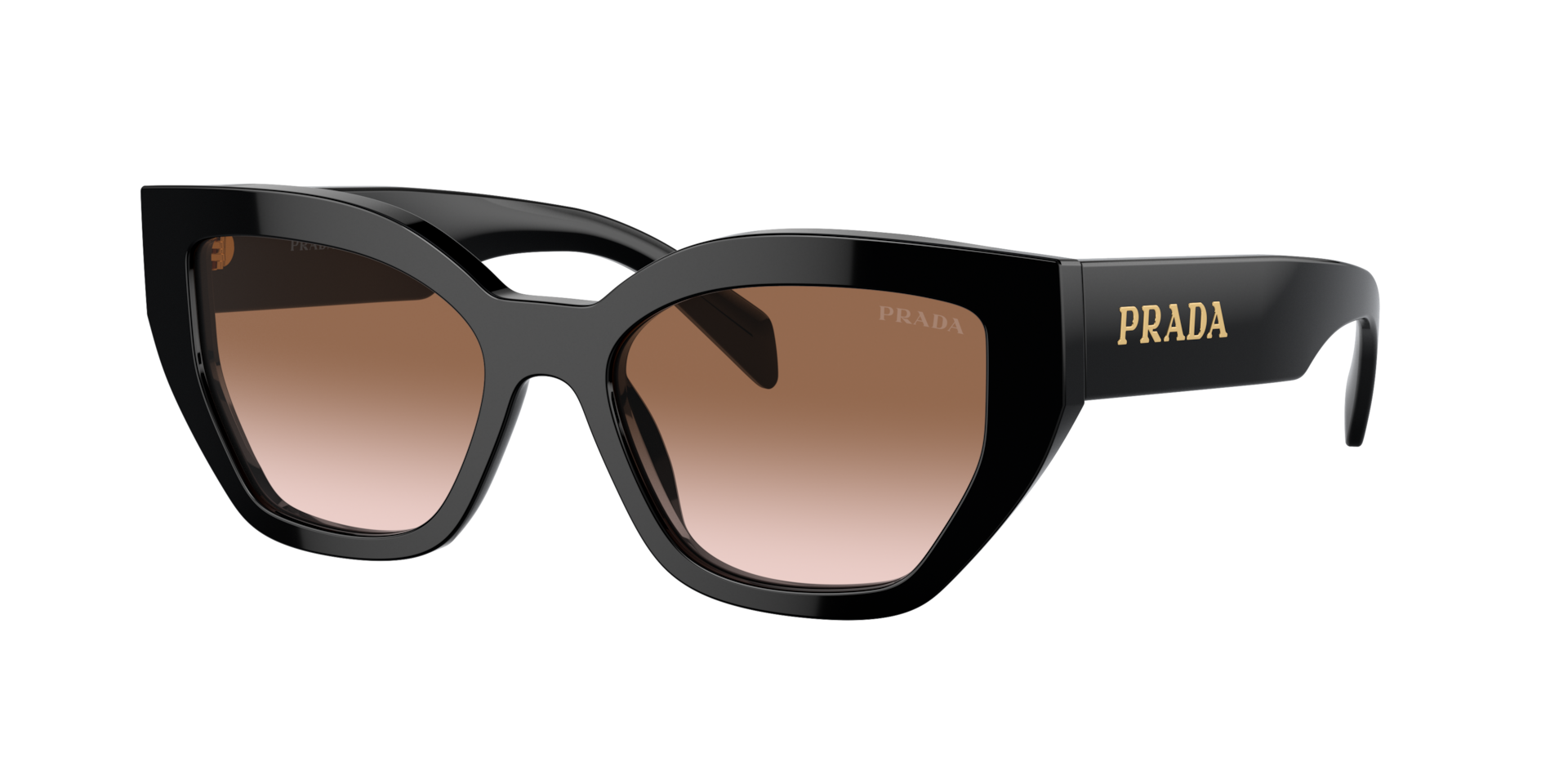 Prada Woman Sunglass PR A09S -  Frame color: Black, Lens color: Brown Gradient