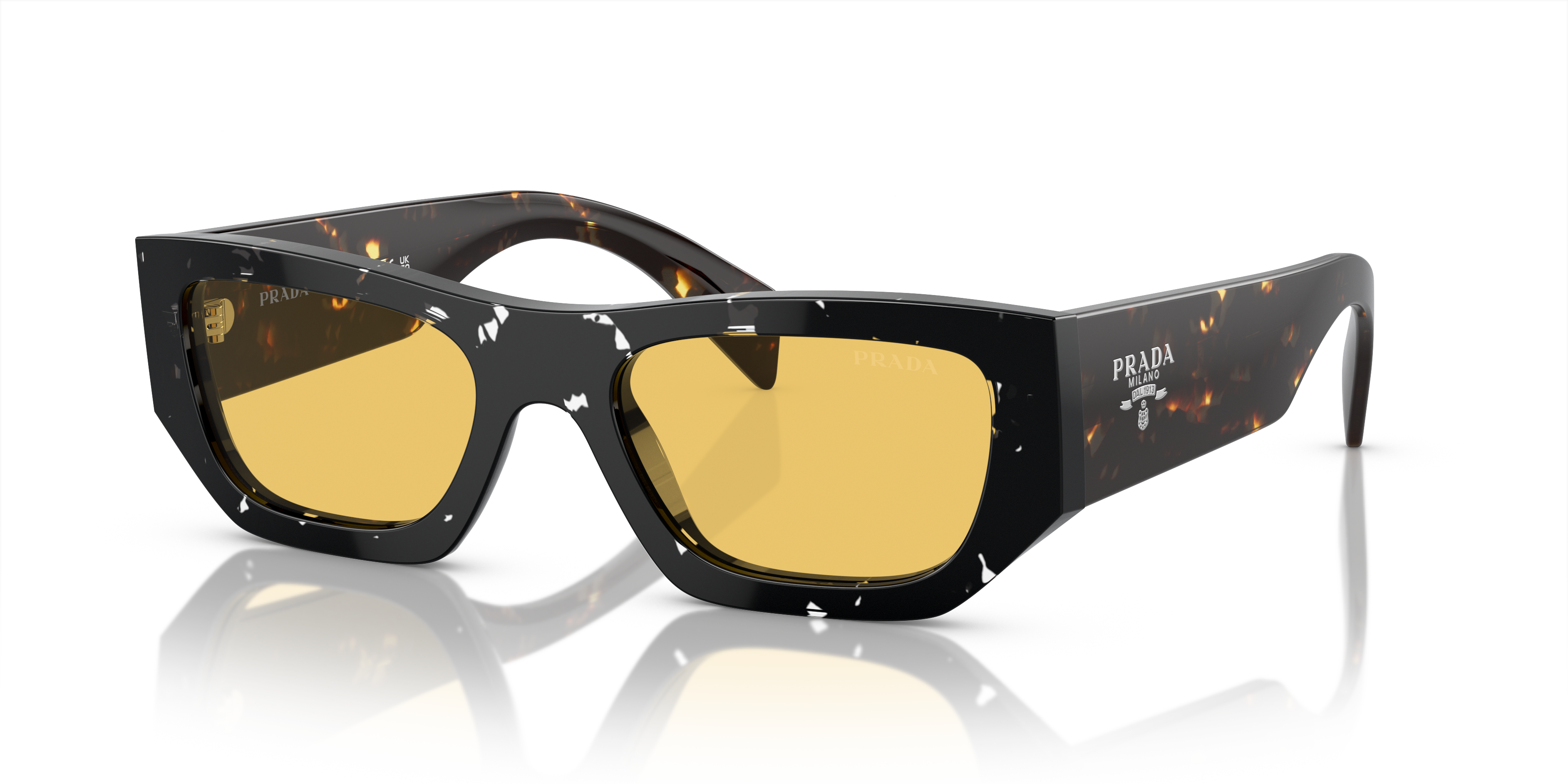 Prada PR A01S M (53 - 20) with Yellow lenses and Brown frame