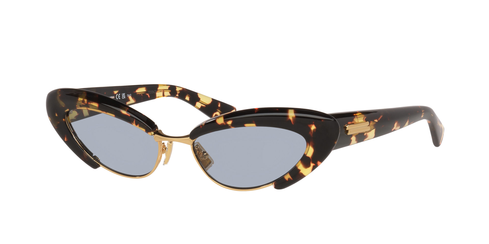 Bottega Veneta Woman Sunglass BV1387S Frame color Tortoise Lens color Blue