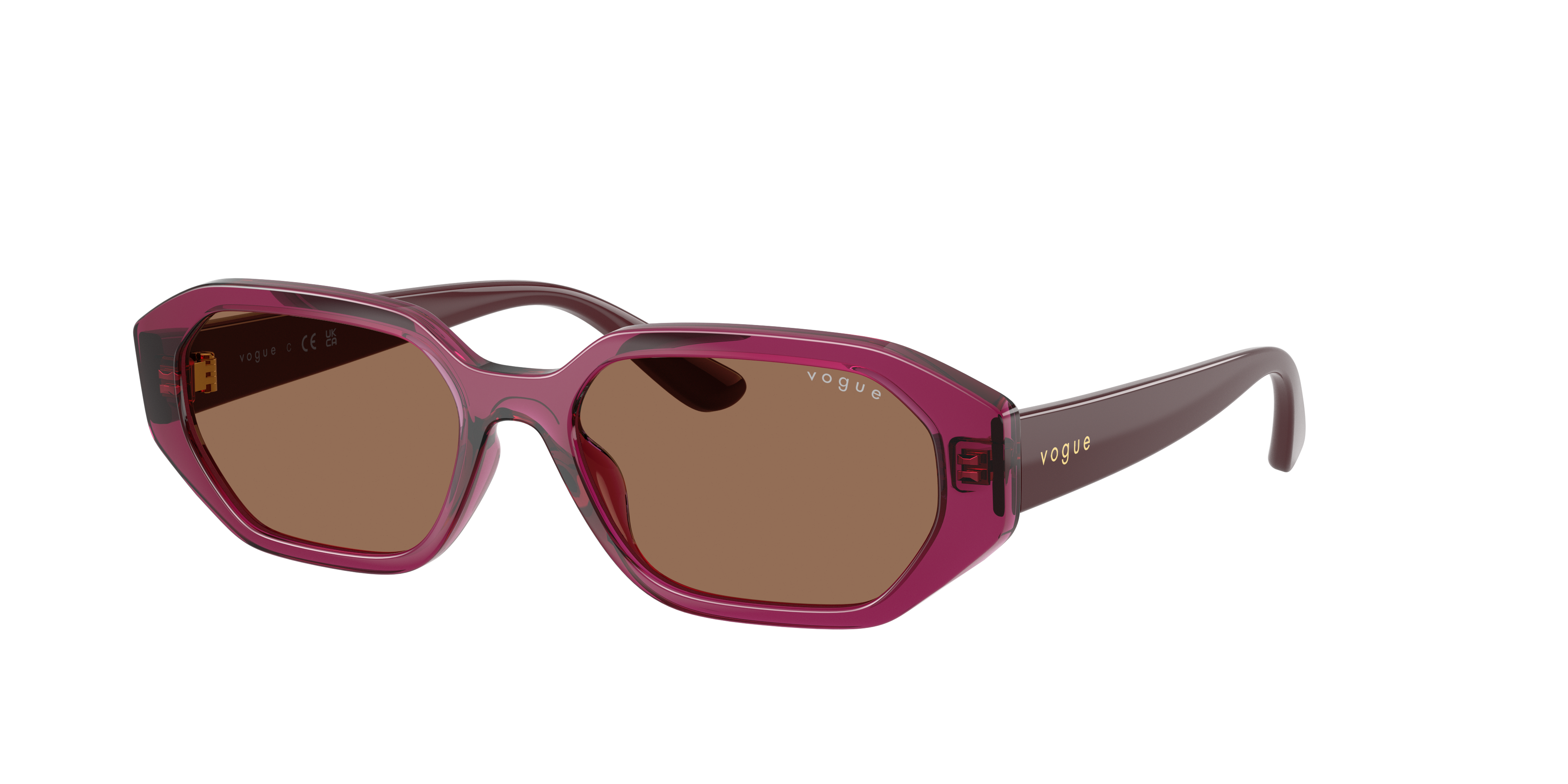 Vogue Eyewear Unisex Sunglass VJ2034 -  Frame color: Transparent Burgundy, Lens color: Dark Brown