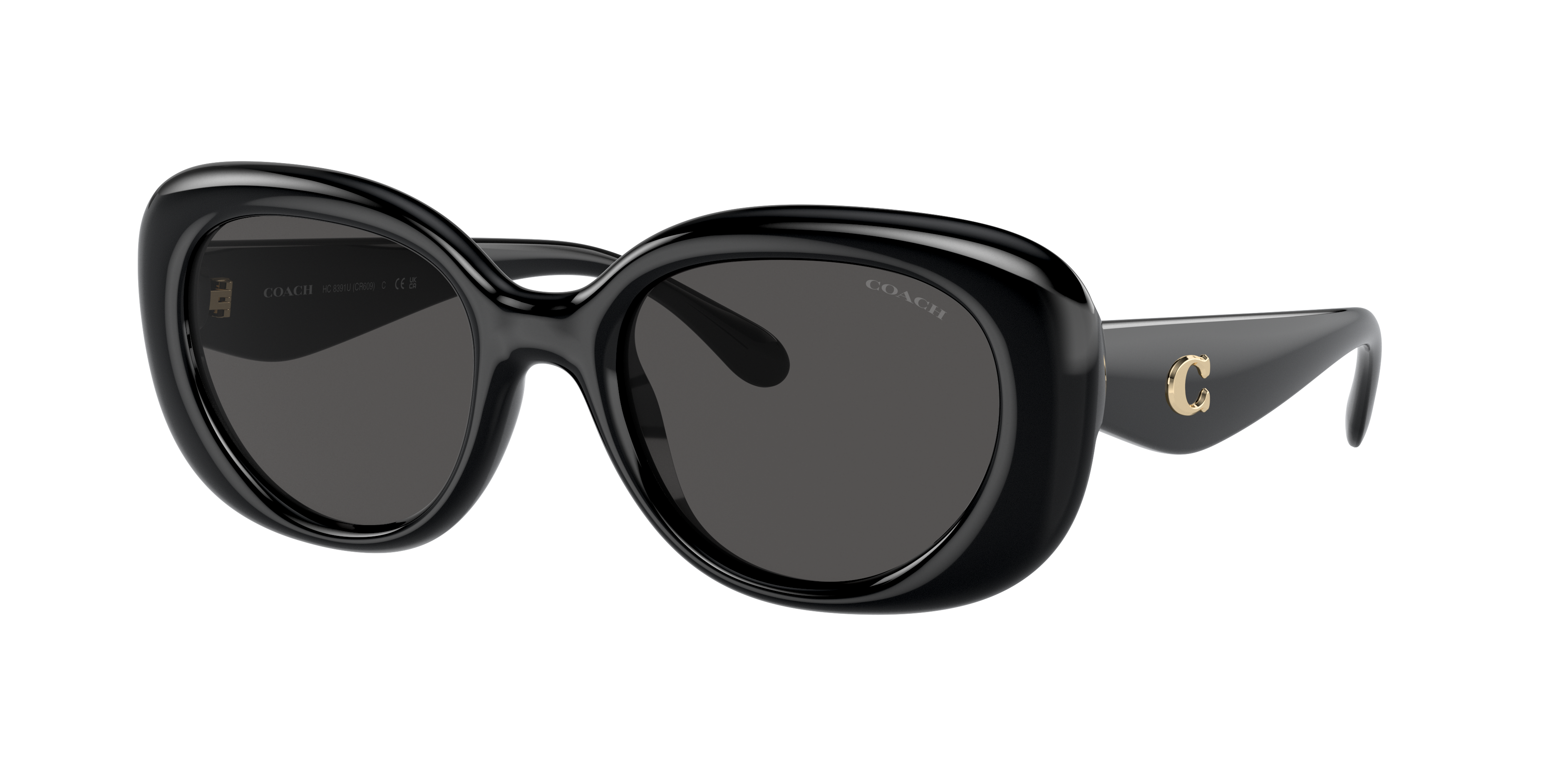 Coach Woman Sunglass CR609 -  Frame color: Black, Lens color: Grey Solid