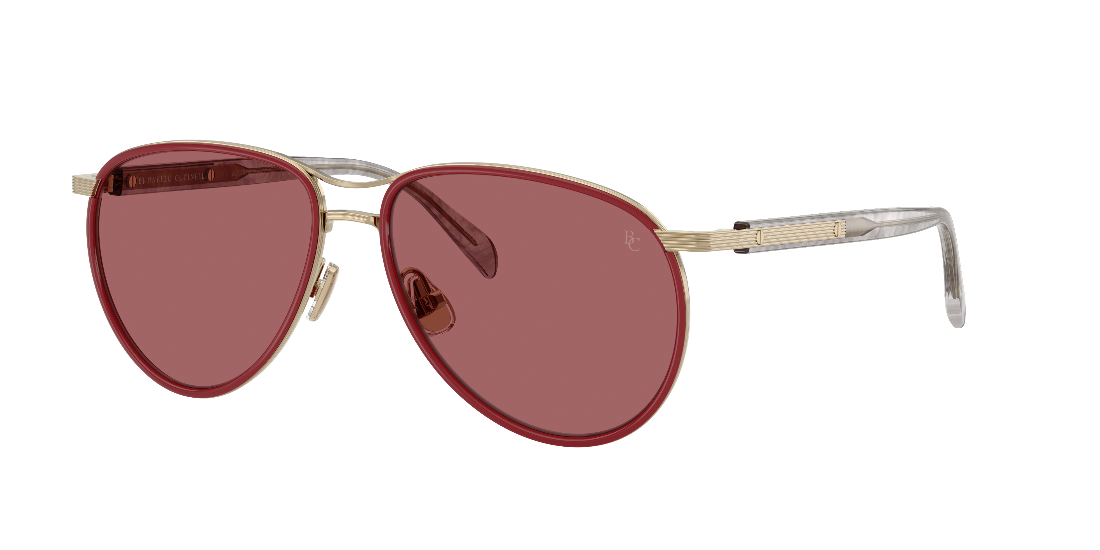 Brunello Cucinelli Unisex Sunglass BC2021ST Apheleion -  Frame color: Oro, Lens color: Amaranto Polarized