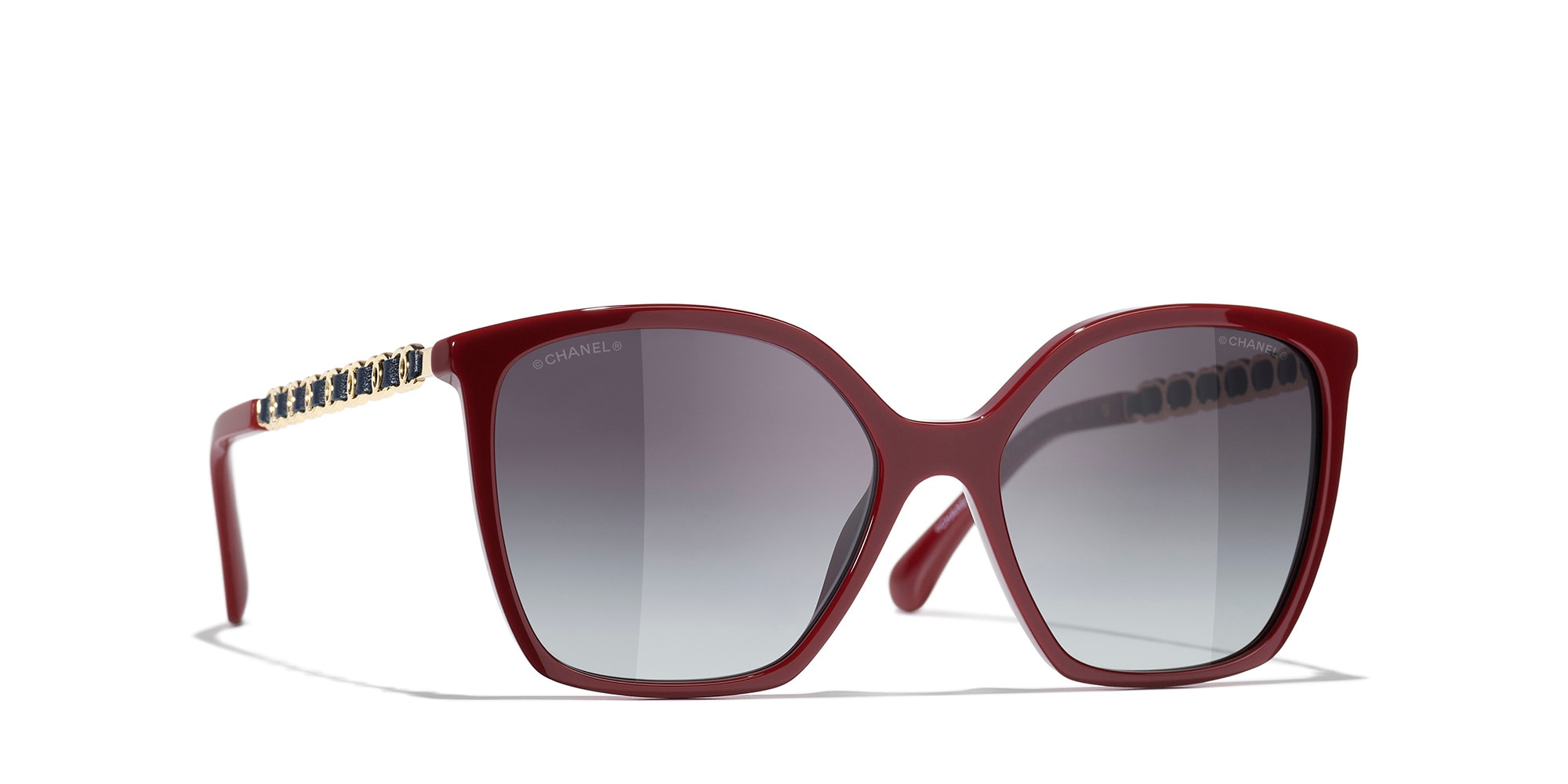 Chanel Woman Sunglass Square Sunglasses CH5546Q -  Frame color: Burgundy, Lens color: Grey