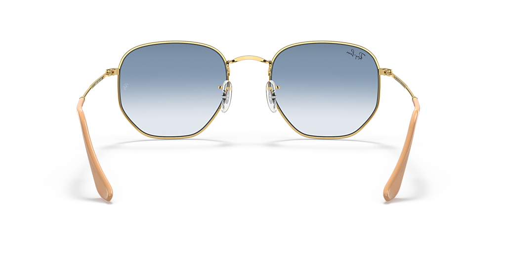Ray-Ban Hexagonal M (51 - 21) with Blue lenses and Gold frame