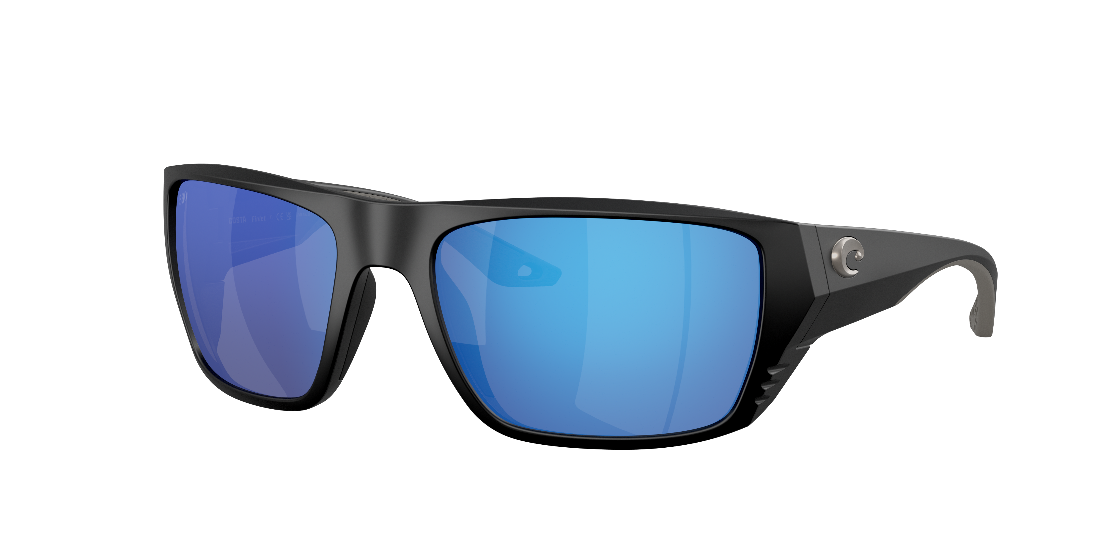 Costa Man Sunglass Finlet -  Frame color: Matte Black, Lens color: Blue Mirror