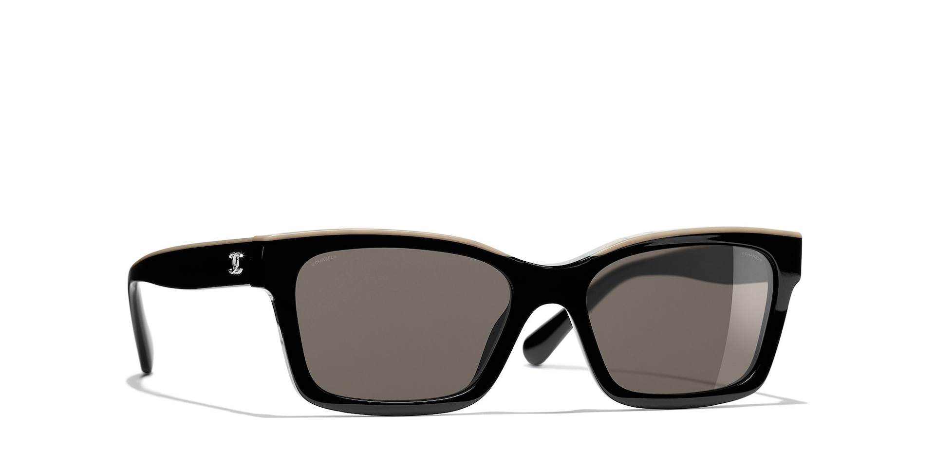 Chanel Woman Sunglass Square Sunglasses CH5417 -  Frame color: Black & Beige, Lens color: Brown