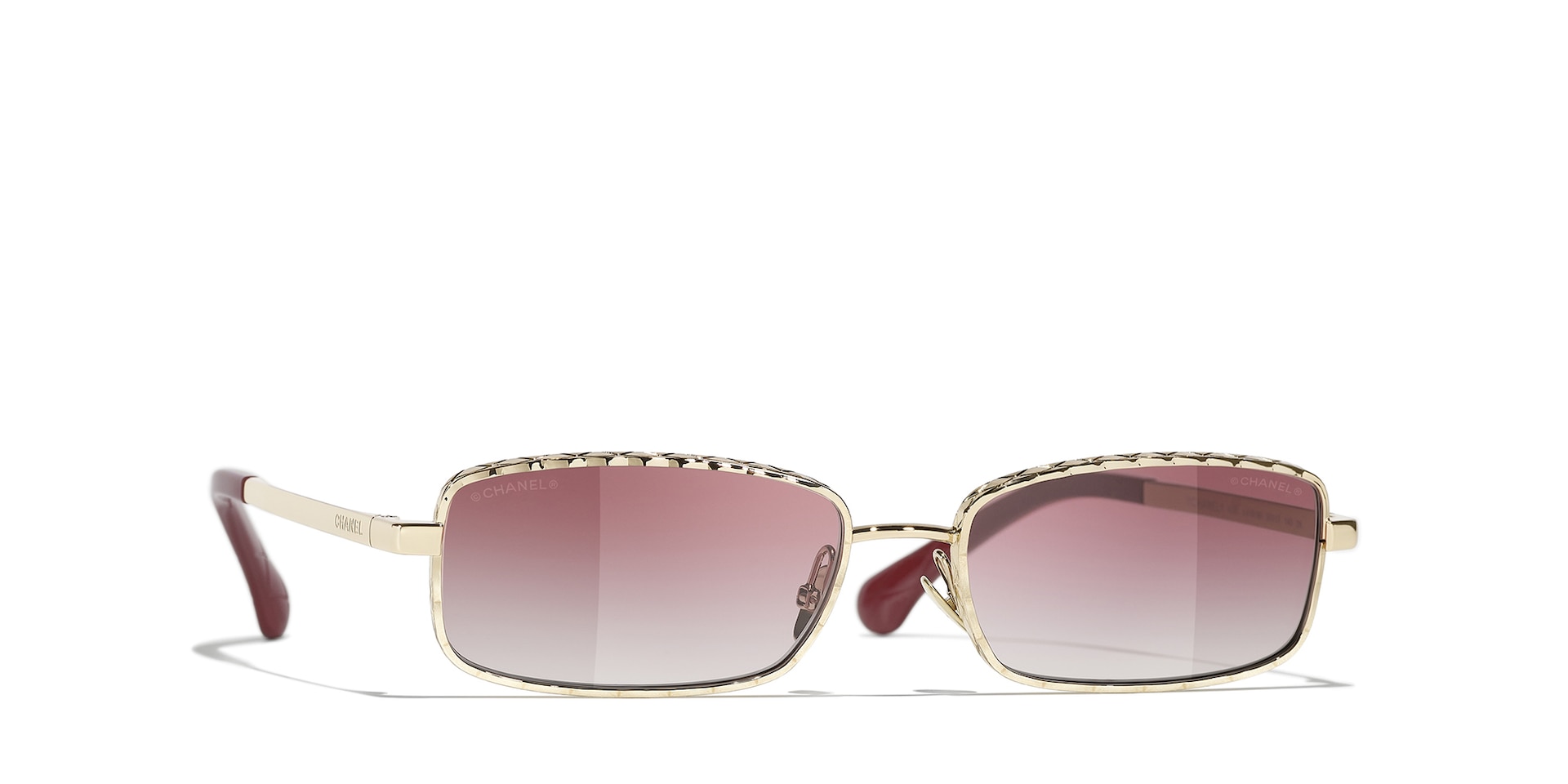 Chanel Woman Sunglass Rectangle Sunglasses CH4295 -  Frame color: Pale Gold, Lens color: Pink