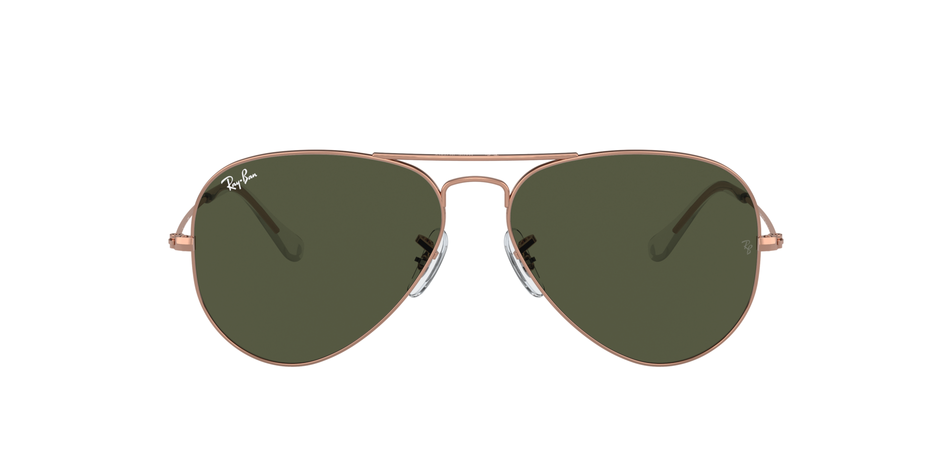 Ray-Ban Aviator Sunglasses — Rose Gold Frame with Green Lenses Rose Gold Grandpa Thin Aviator Mirrored Sunglasses with Pink  main image 3