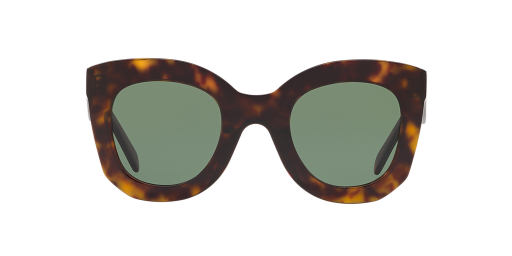 CELINE クリアオーバーサイズサングラス 40051I ラウンド型　ブラウン Celine CL4005In XL (47 - 22) with Green lenses and Tortoise frame