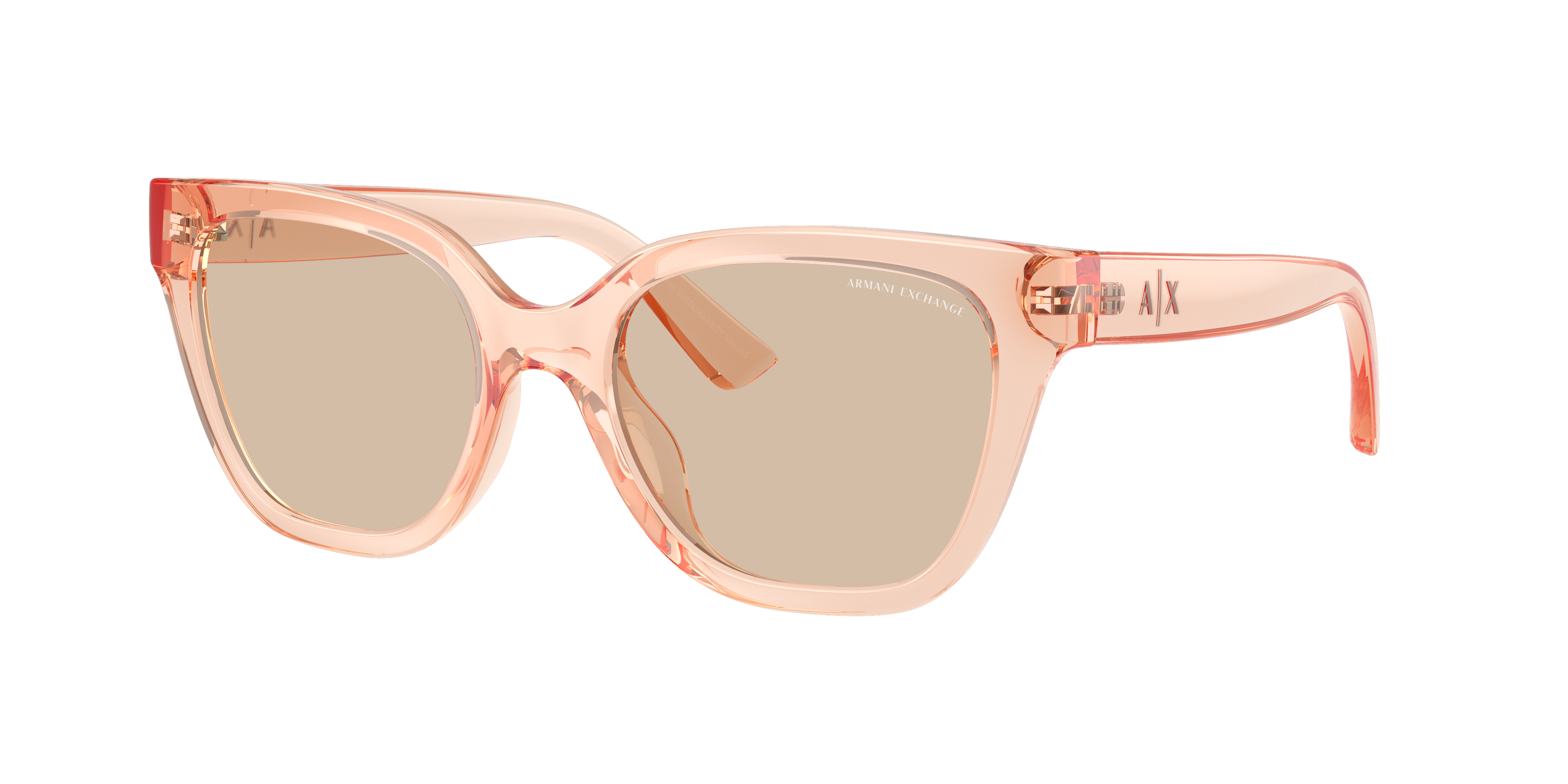 Armani Exchange Woman Sunglass AX4164SU -  Frame color: Transparent Peach, Lens color: Light Brown