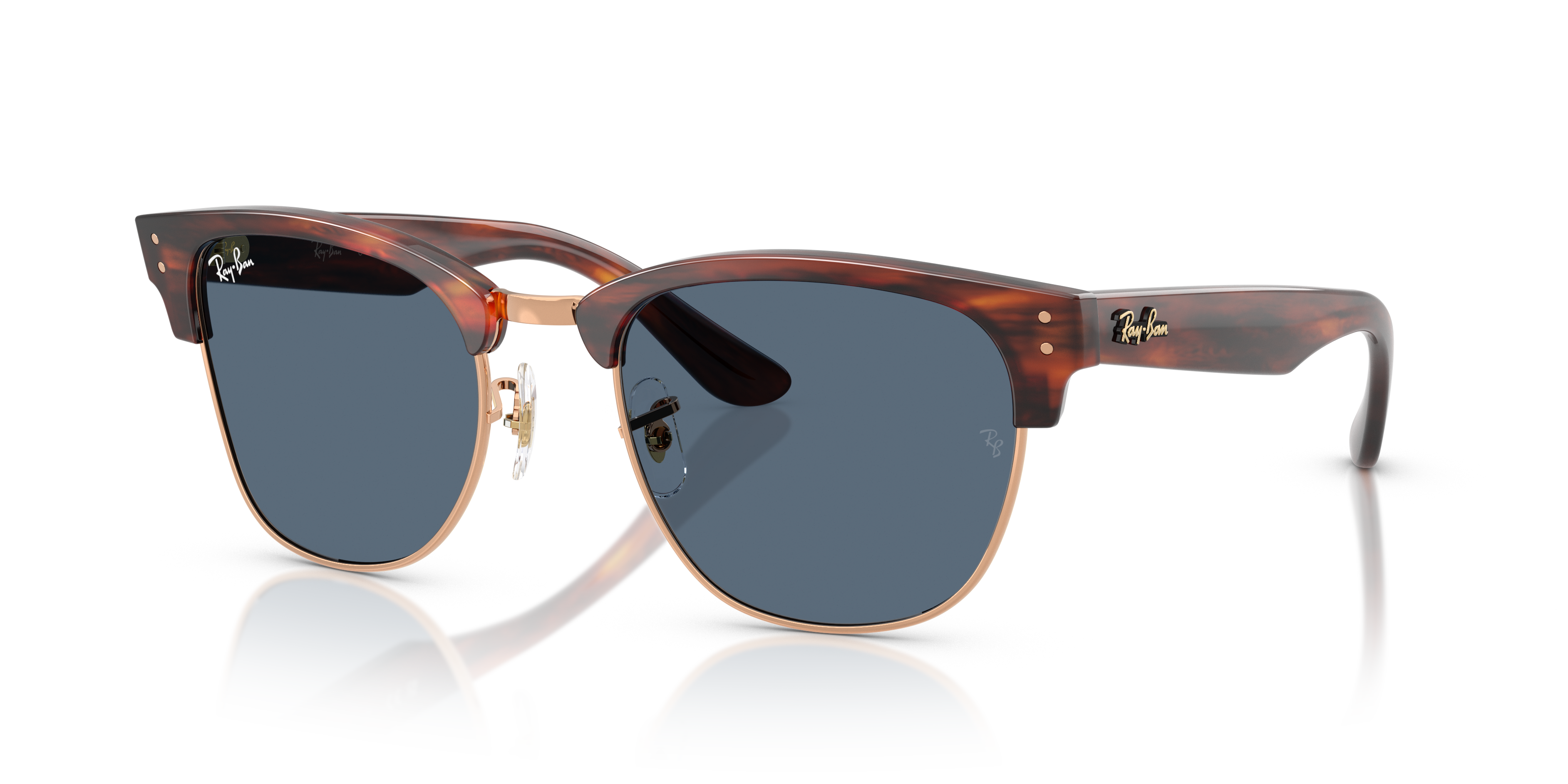 【美品❣️着用数回❣️】Ray-Ban CLUBMASTER REVERSE 偏光 Ray-Ban Clubmaster Reverse L (54 - 21) with Blue lenses and Gold
