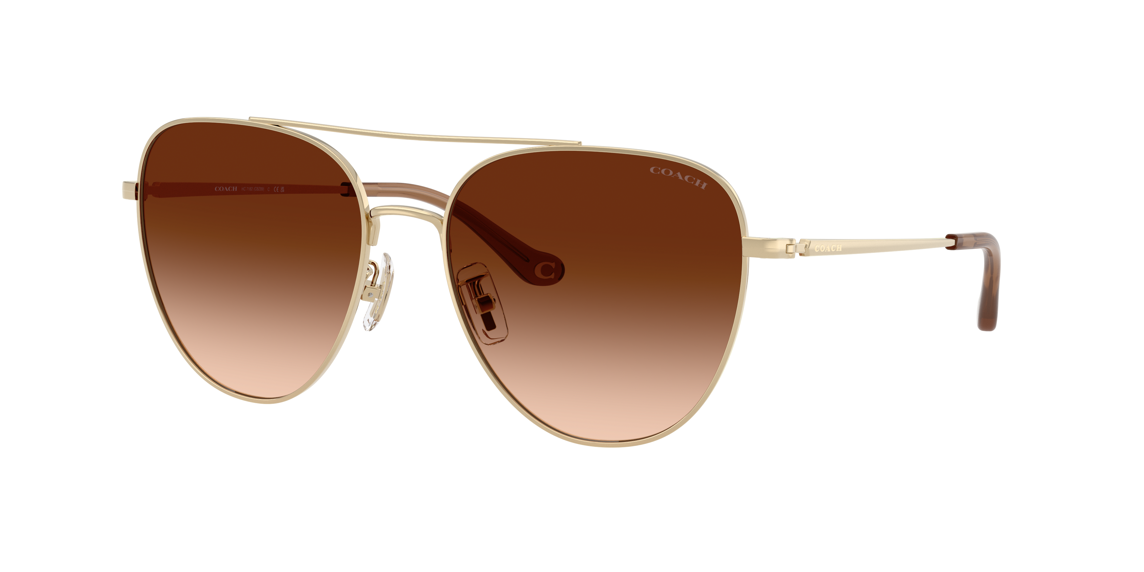 Coach Woman Sunglass CBZ89 -  Frame color: Shiny Light Gold, Lens color: Brown Gradient