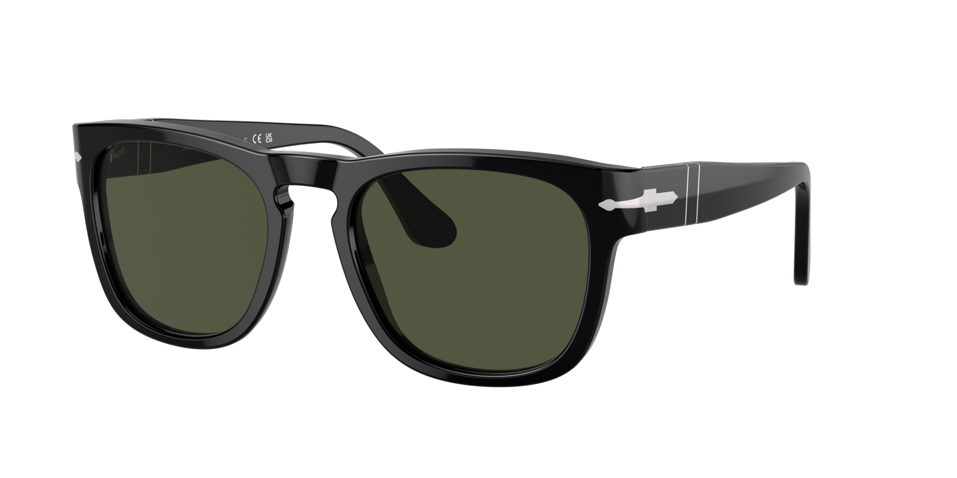 Persol Unisex Sunglass PO3333S - Elio -  Frame color: Black, Lens color: Green