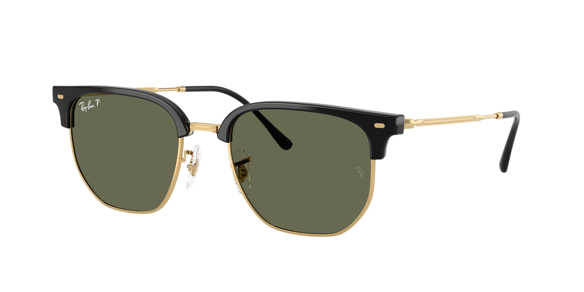 Ray-Ban Unisex Sunglass New Clubmaster -  Framekleur: Zwart op Arista, Lenskleur: Polarized Groen