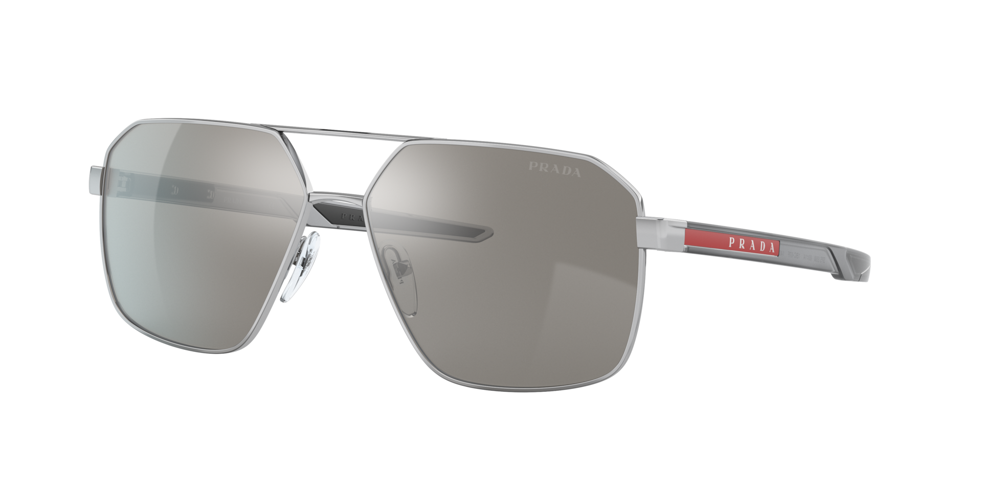 Prada Linea Rossa Homme Sunglass PS 55WS - Couleur du Monture Argent Couleur de Lentille Gris clair Effet miroir Agent 189 €