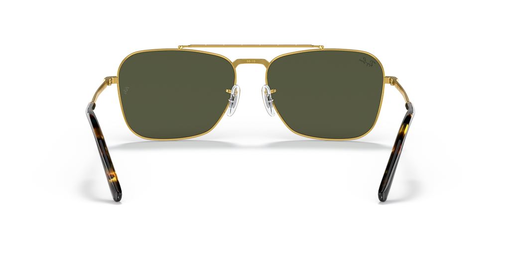 Ray-Ban New Caravan M (55 - 15) with Green lenses and Gold frame