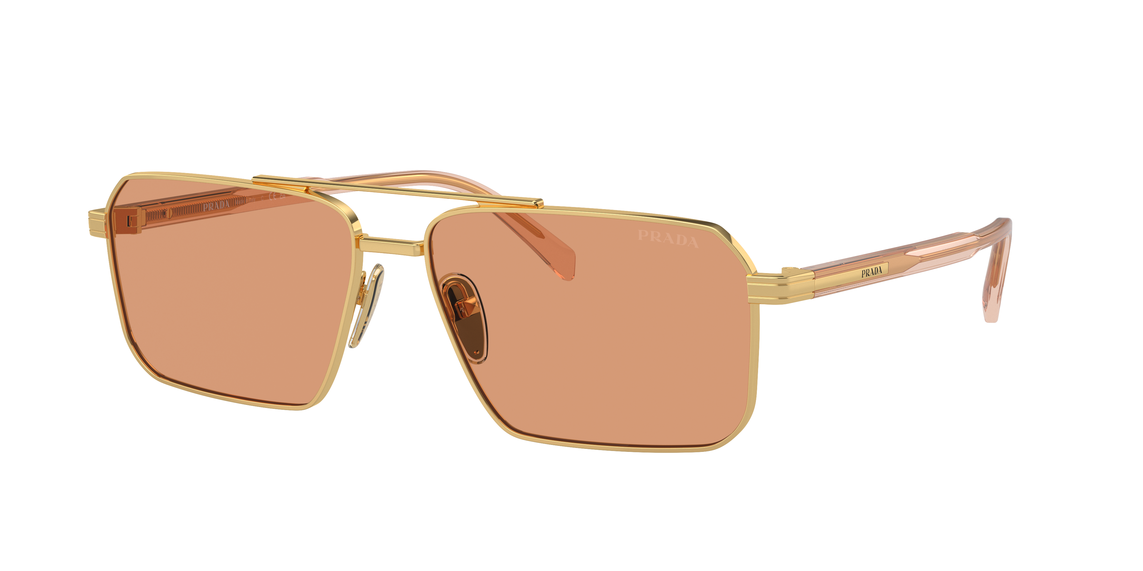 Prada PR A57S L (58 - 15) with Orange lenses and Gold frame