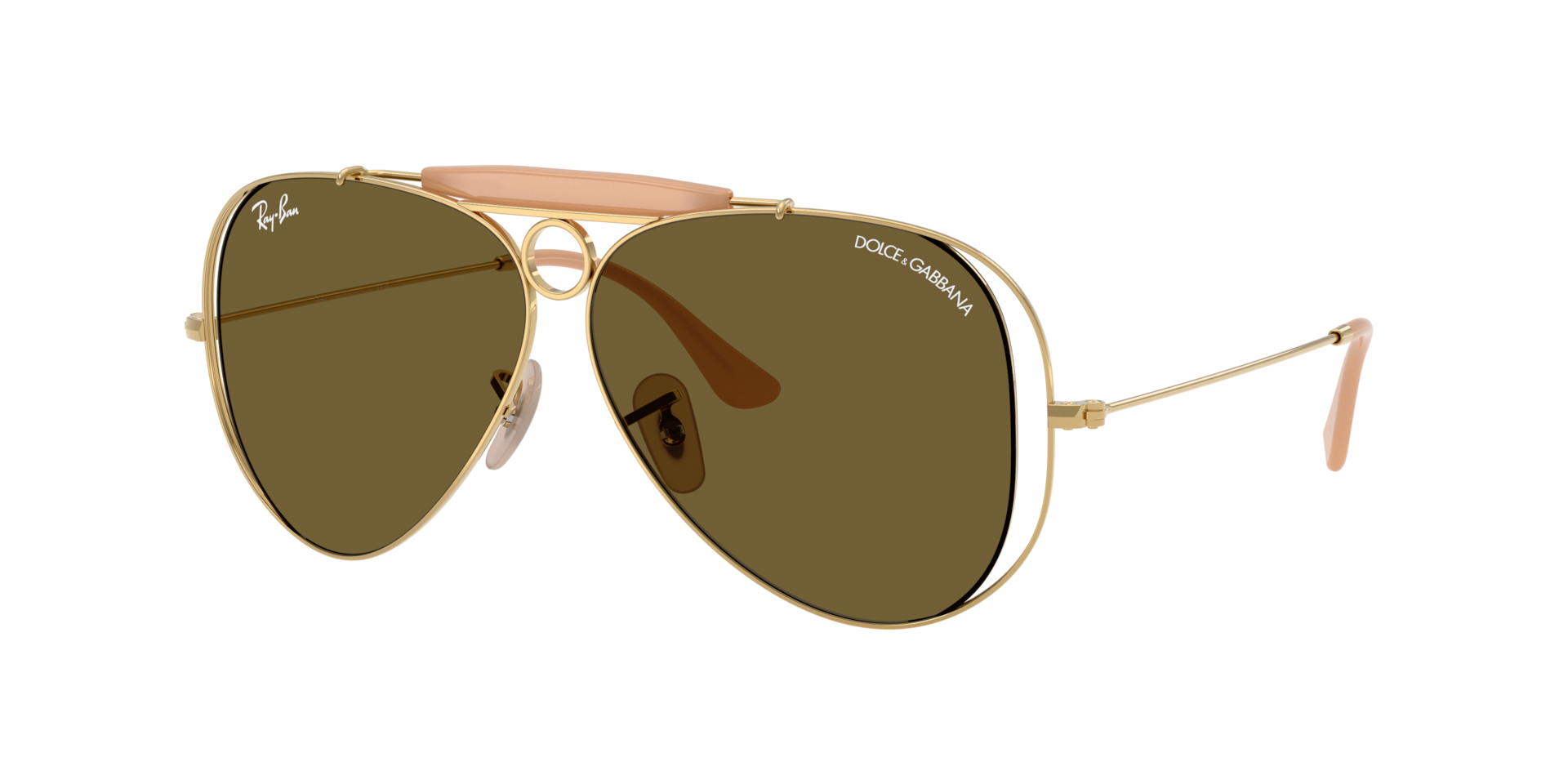 Ray-Ban Unisex Sunglass The Shooter By Dolce&Gabbana -  Framekleur: Arista goud, Lenskleur: Donkerbruin