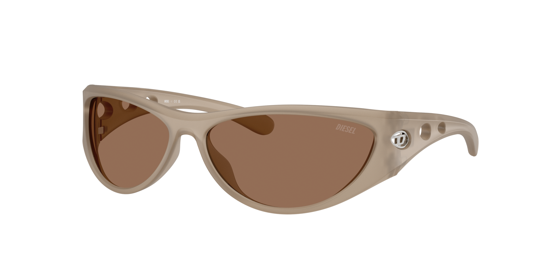 Diesel Unisex Sunglass DL3004U -  Frame color: Opalescent Transparent Grey, Lens color: Dark Brown