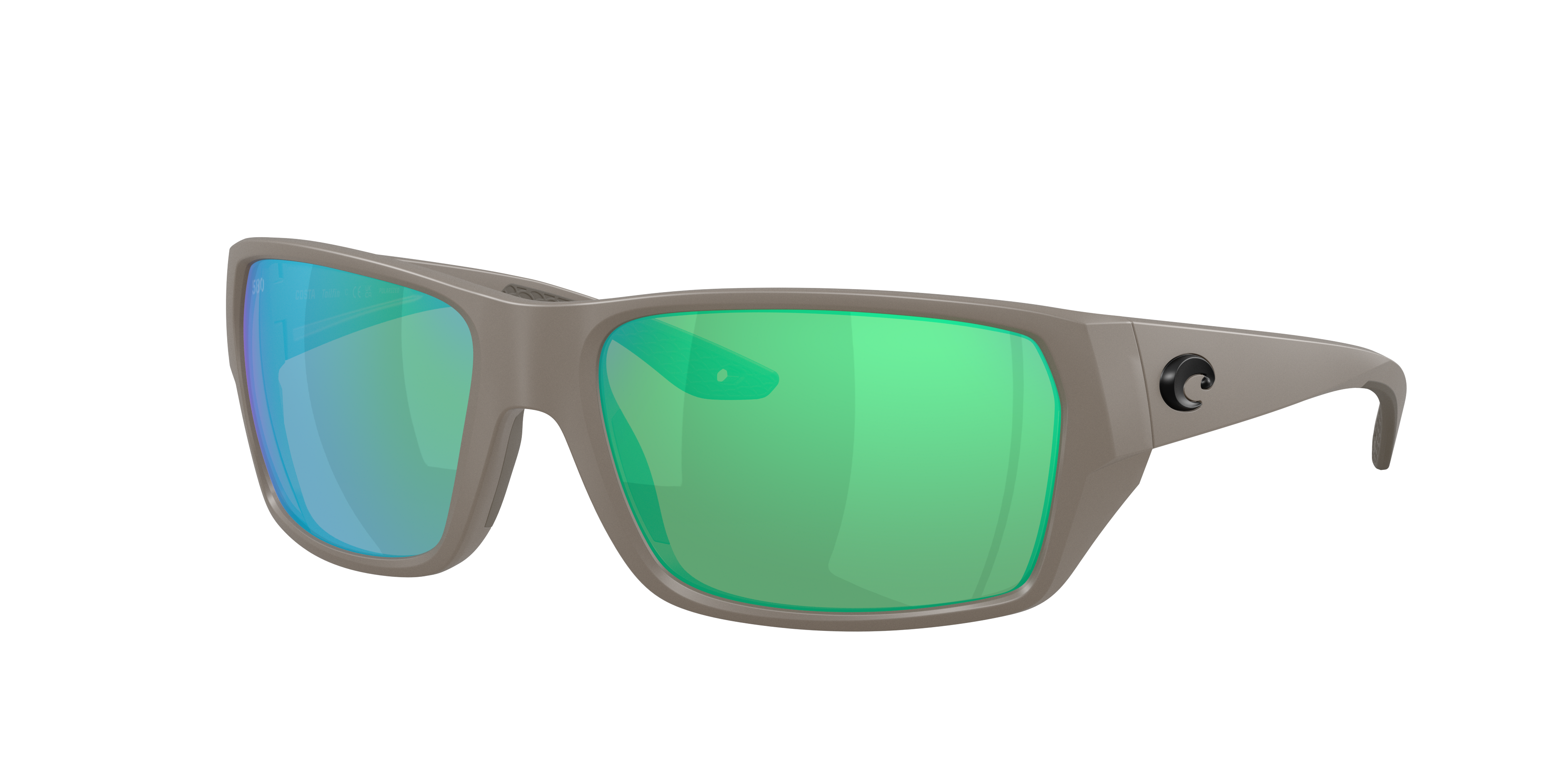 Costa Man Sunglass Tailfin -  Frame color: Olive Shale, Lens color: Green Mirror