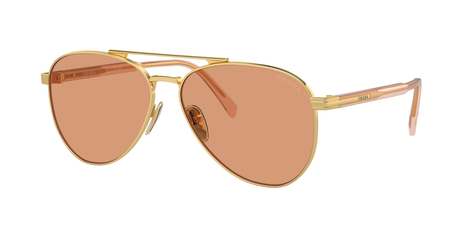 Prada Mann Sunglass PR A58S - Rahmenfarbe: Gold, Linsenfarbe: Orange