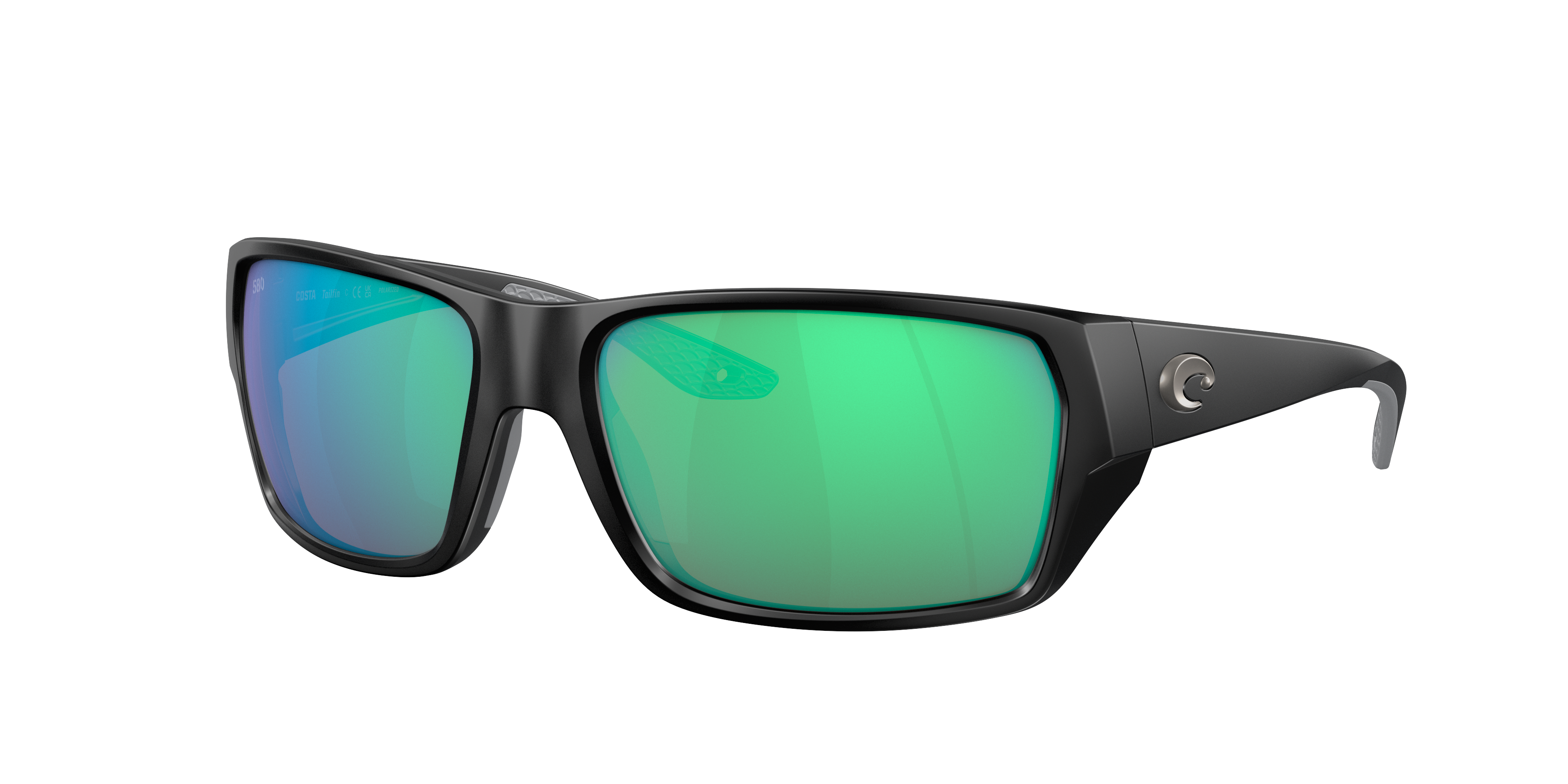 Costa Man Sunglass Tailfin -  Frame color: Matte Black, Lens color: Green Mirror