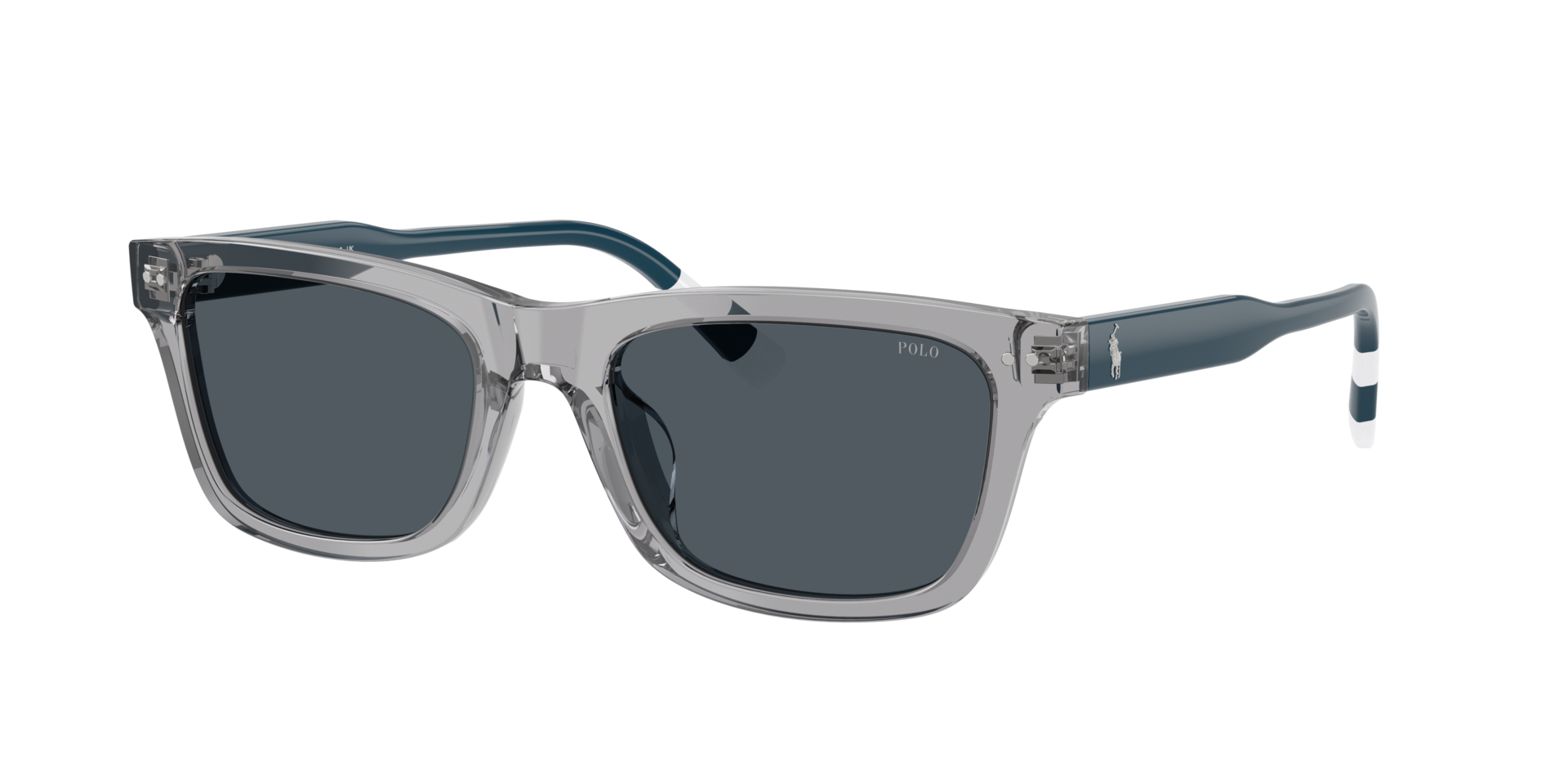 Polo Ralph Lauren Homme Sunglass PH4240U - Couleur du Monture: Transparent gris brillant, Couleur de Lentille: Gris foncé