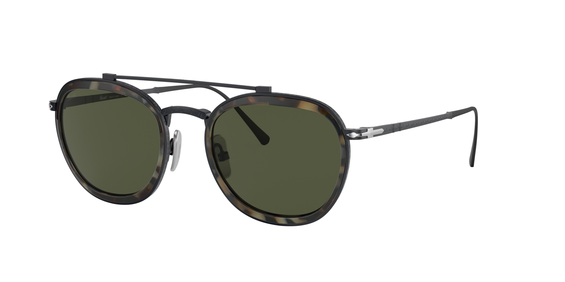 Persol Unisex Sunglass PO5008ST - Frame color: Black, Lens color: Green