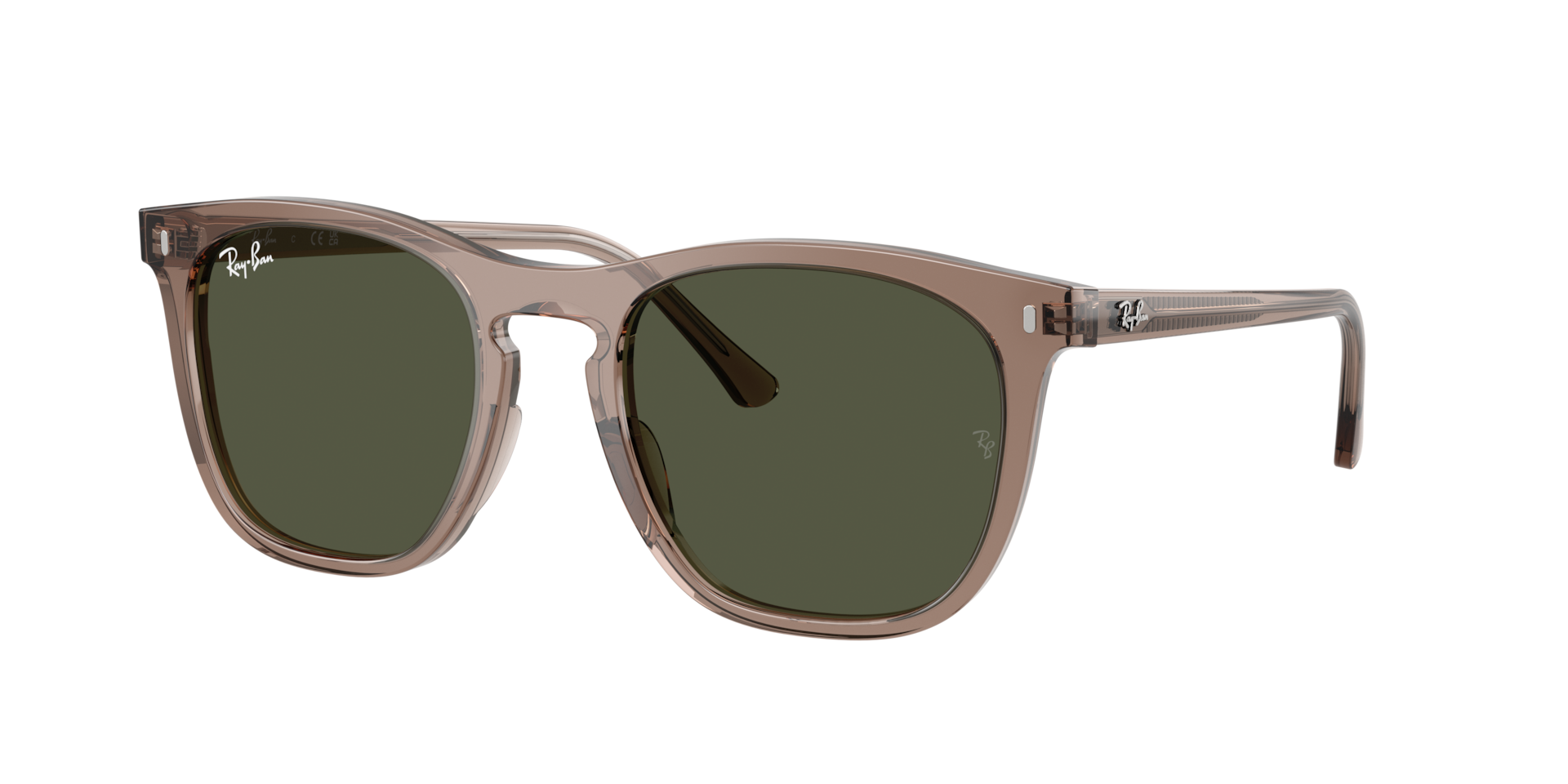 Ray-Ban Unisex Sunglass RB2210 - Couleur du Monture: Transparent Marron clair, Couleur de Lentille: Vert