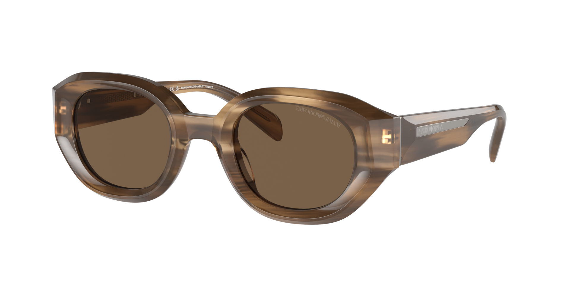 Emporio Armani Man Sunglass EA4230U -  Frame color: Shiny Striped Brown, Lens color: Dark Brown