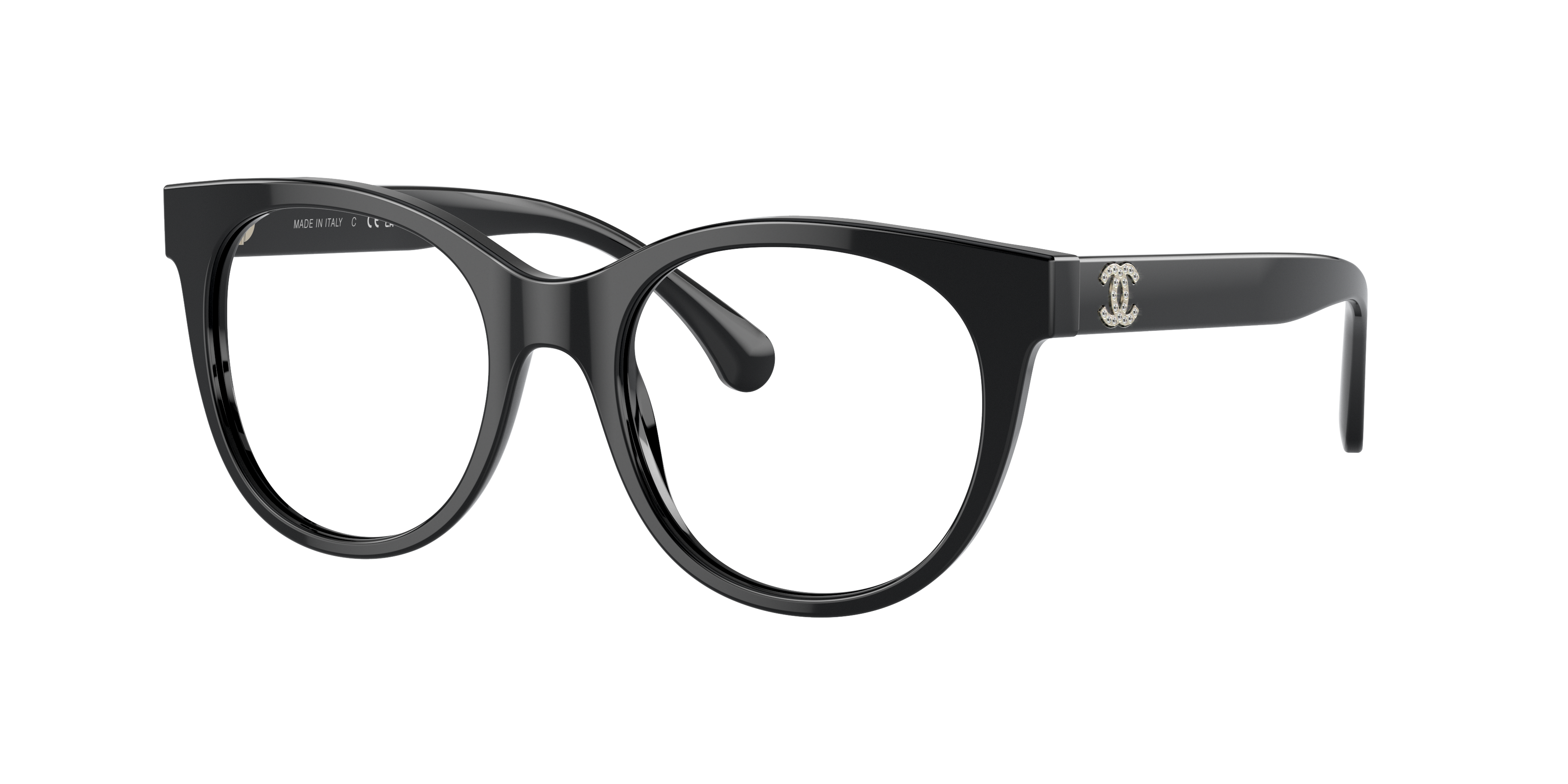 Chanel Woman Sunglass Cat Eye Eyeglasses CH3450B -  Frame color: Black & Gold, Lens color: Demo Lens