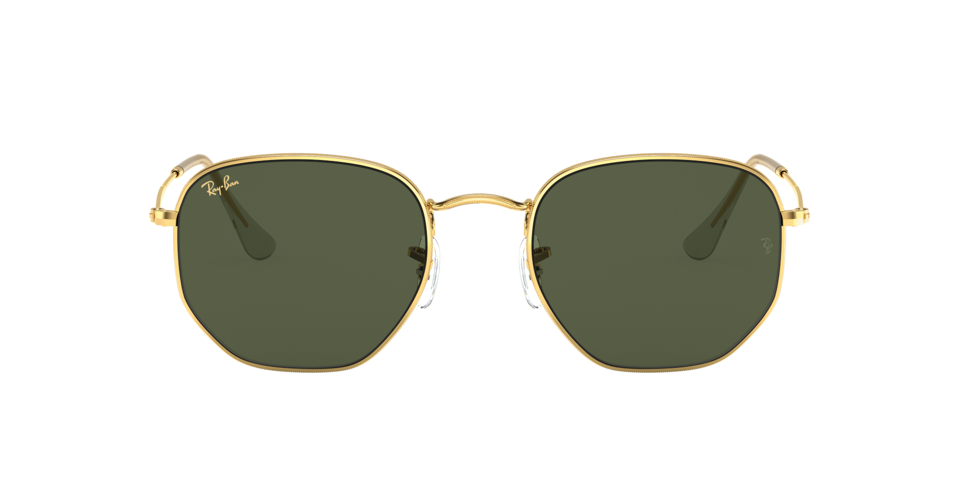 Ray-Ban Hexagonal XL (54 - 21) with Green lenses and Gold frame