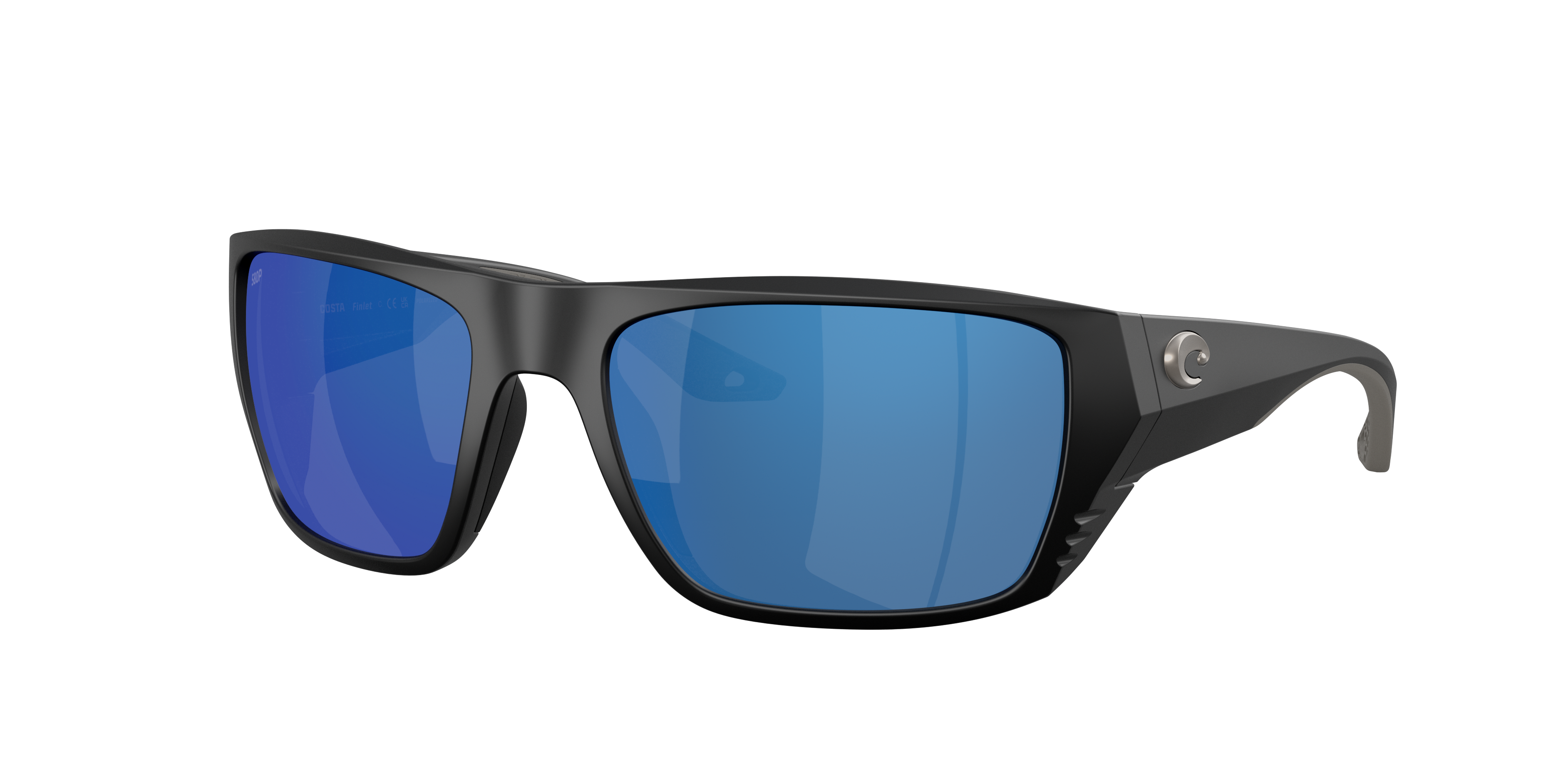Costa Man Sunglass Finlet -  Frame color: Matte Black, Lens color: Blue Mirror