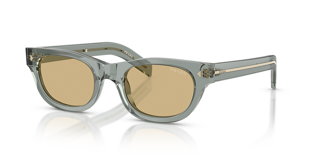 小物 PRADA khaki clear sunglasses Prada PR C09S M (51 - 21) with Brown lenses and Grey frame