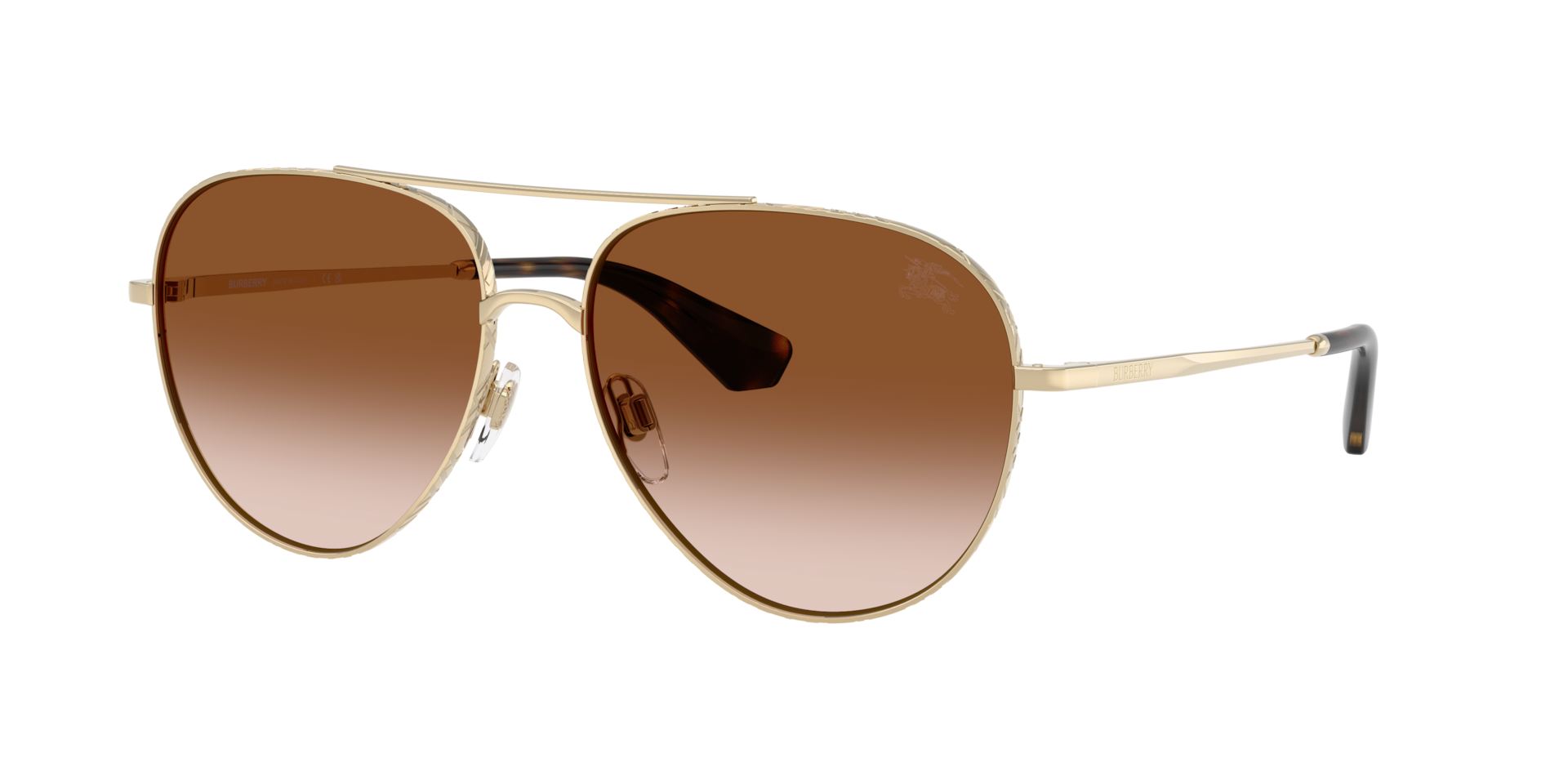 Burberry Unisex Brown Be3172 110913 Sunglasses Metal Gold Pilot Normal Nuanced - Image 2