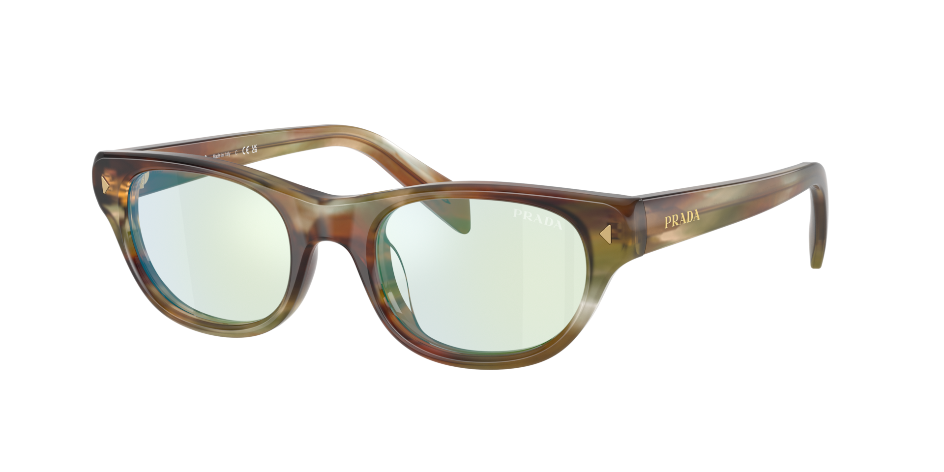 Prada Femme Sunglass PR C08S - Couleur du Monture Striped Fall Couleur de Lentille Champagne Flash Bio 400 €