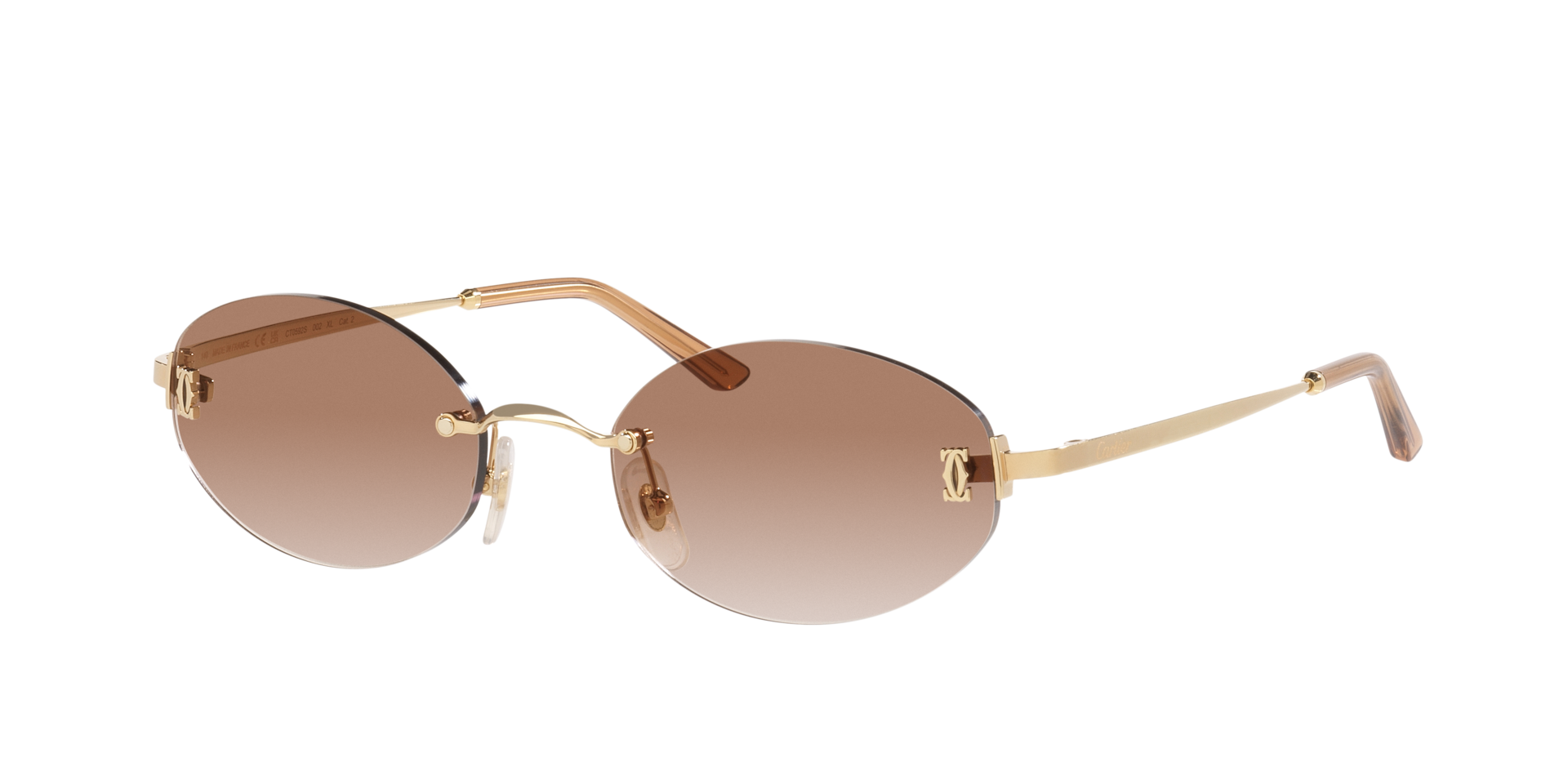 Cartier Femme Sunglass CT0592S - Couleur du Monture: Or, Couleur de Lentille: Brun