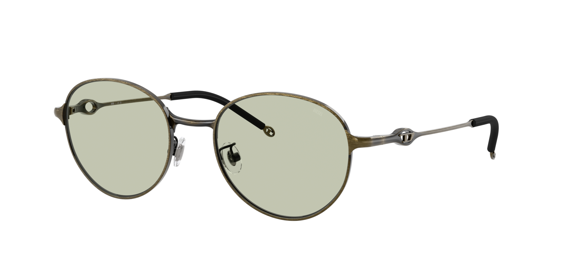 Diesel Unisex Sunglass DL1012D -  Frame color: Brushed Light Grey Green, Lens color: Light Green
