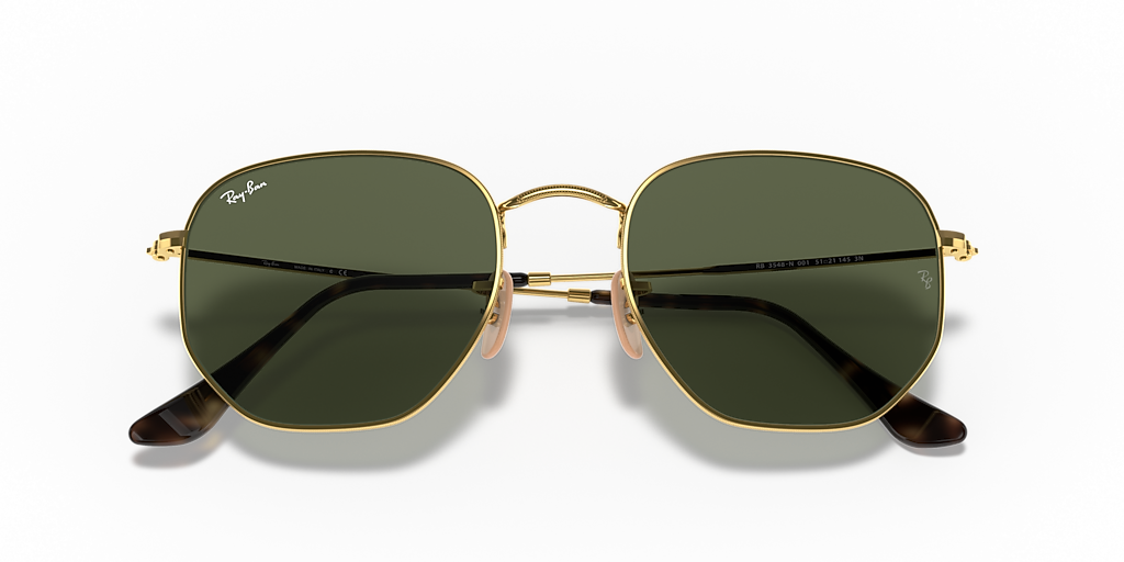Ray-Ban Hexagonal Flat Lenses M (51 - 21) with Green lenses and