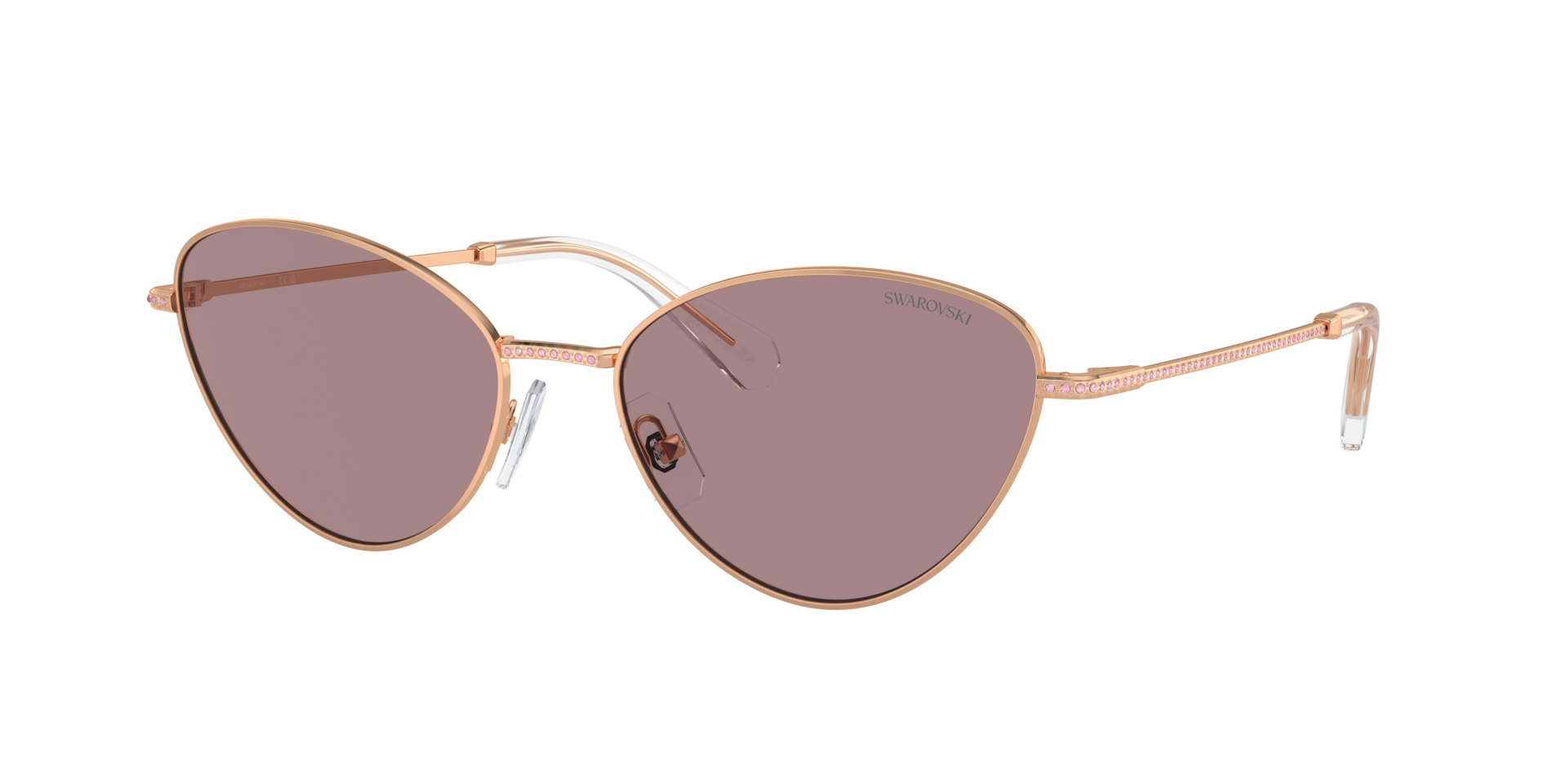 Swarovski Woman Sunglass SK7014 -  Frame color: Rose Gold, Lens color: Light Purple Brown
