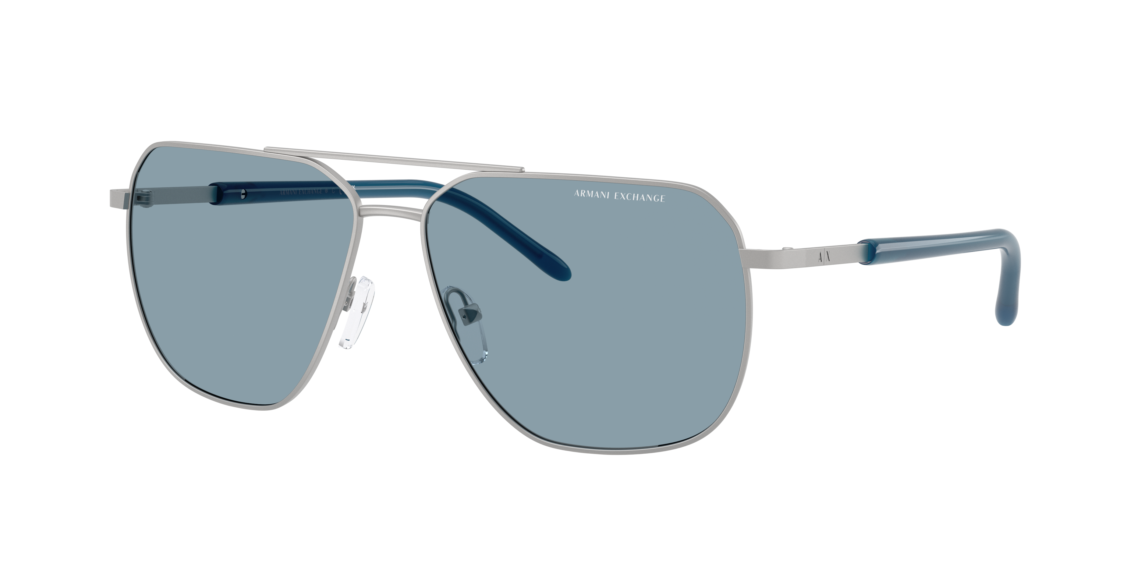 Armani Exchange Man Sunglass AX2057S -  Frame color: Matte Silver, Lens color: Light Blue