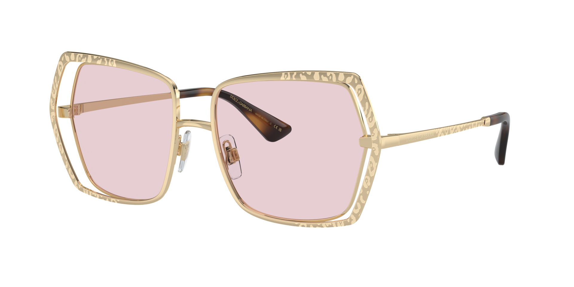 Dolce&Gabbana Frau Sunglass DG2306 - Rahmenfarbe: Hellgold, Linsenfarbe: Selbsttönend Rosa zu Violett