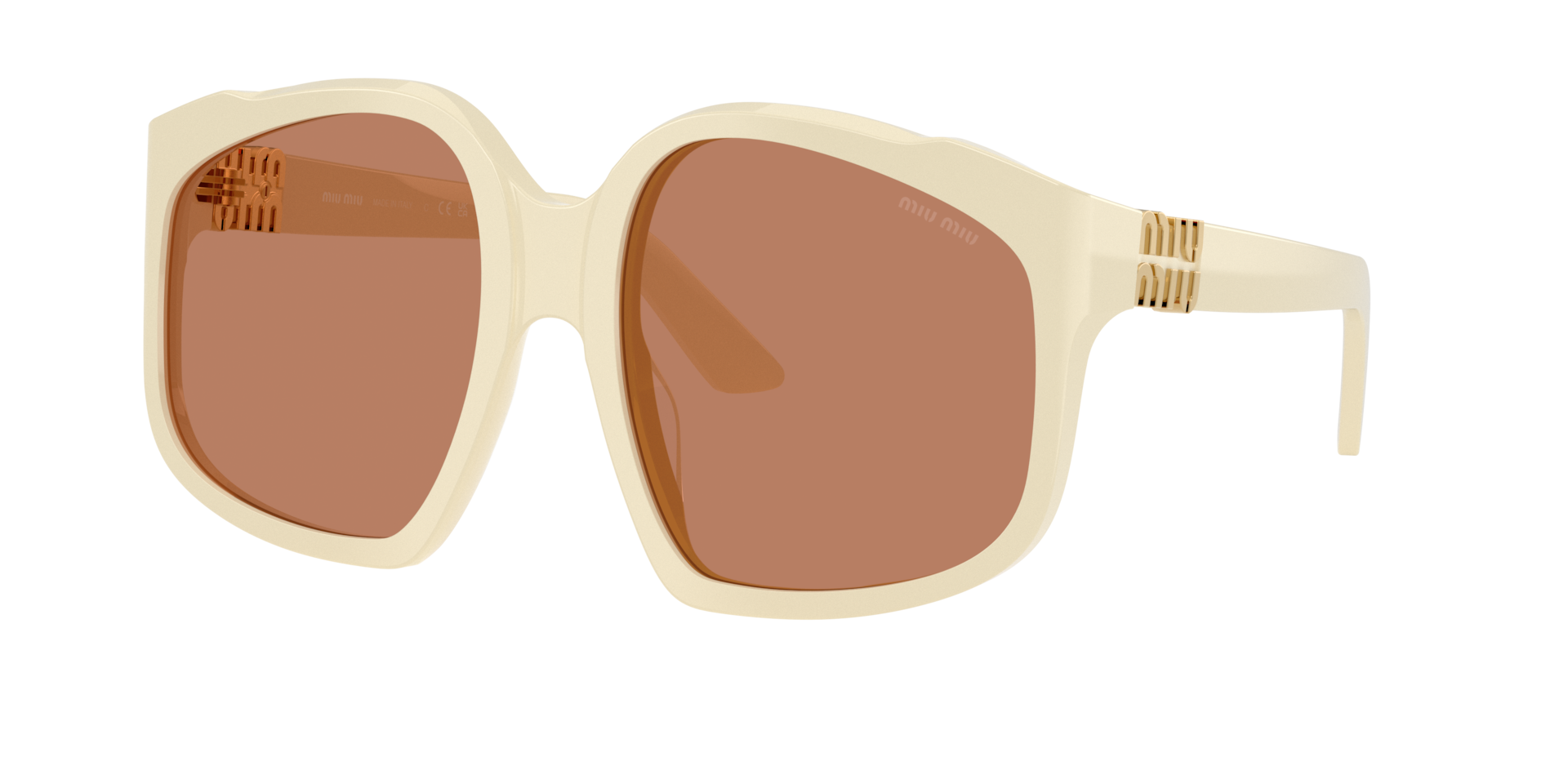 Miu Miu Woman Sunglass MU A07S -  Frame color: White Milk, Lens color: Brown