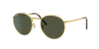 Ray-Ban Round Metal L (53 - 21) with Black lenses and Gold frame