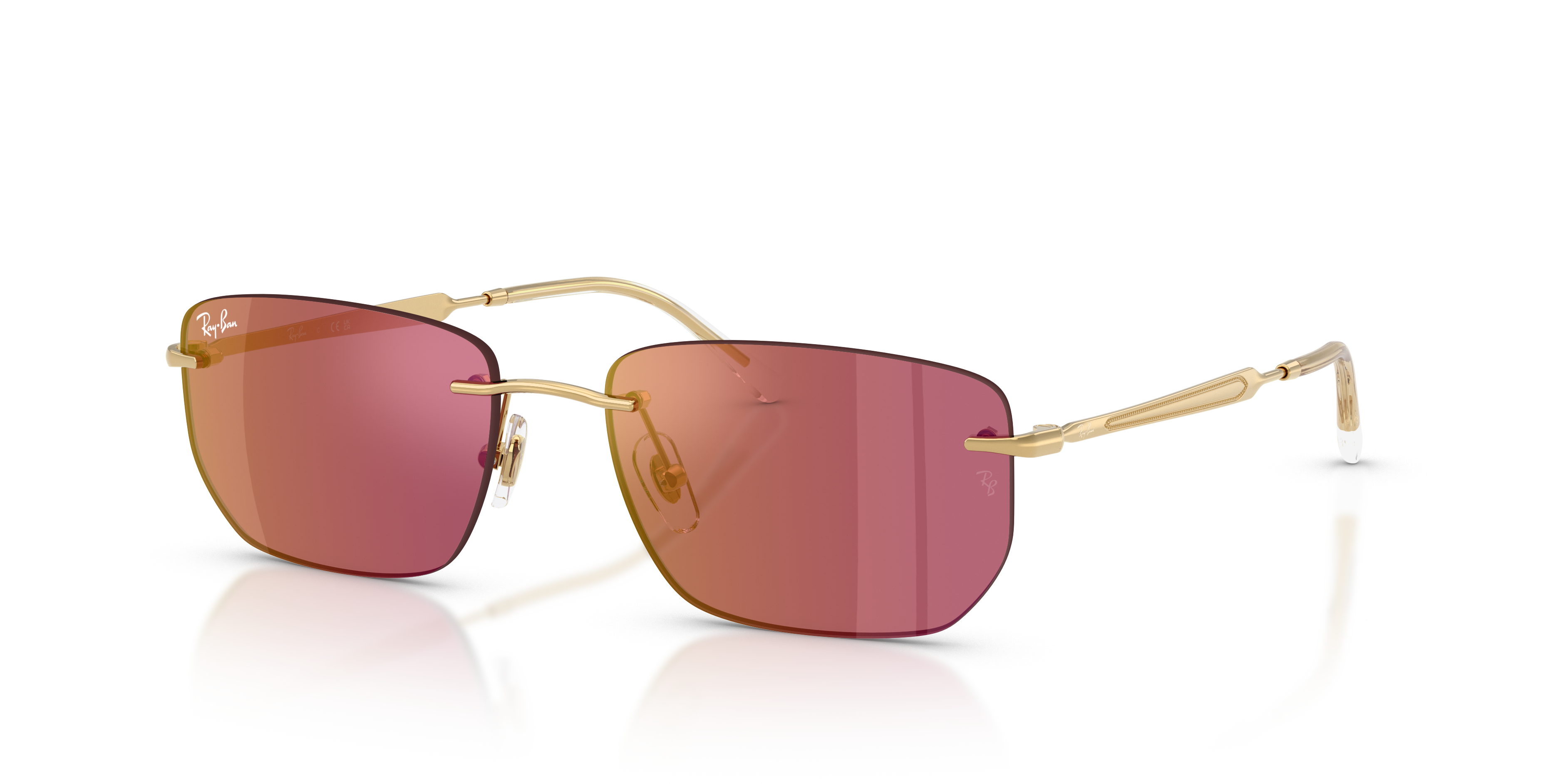 Ray-Ban RB3768 M (56 - 17) with Red lenses and Gold frame