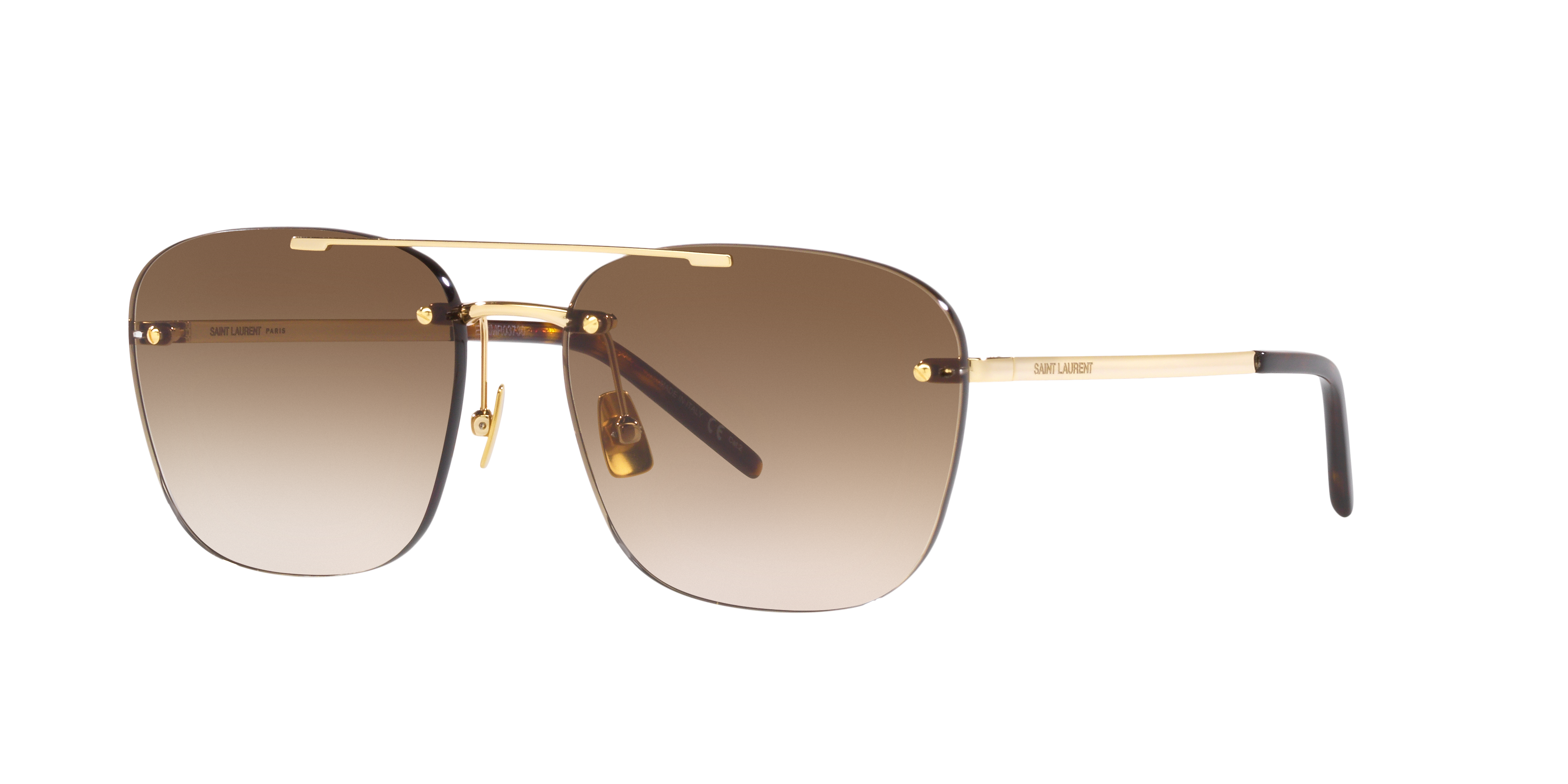 Saint Laurent Unisex Sunglass SL 309 Rimless -  Frame color: Gold, Lens color: Brown Gradient