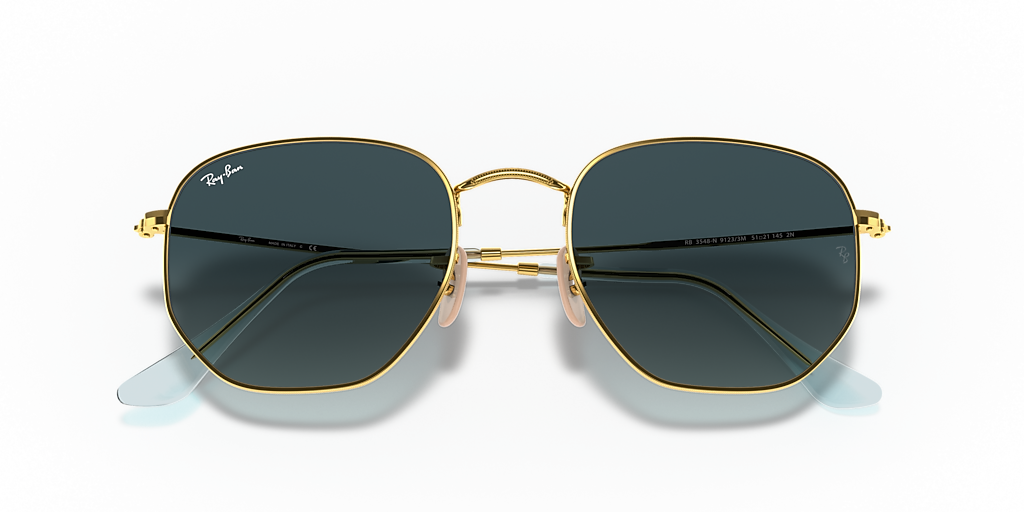 Ray-Ban Hexagonal Flat Lenses M (51 - 21) with Blue lenses and