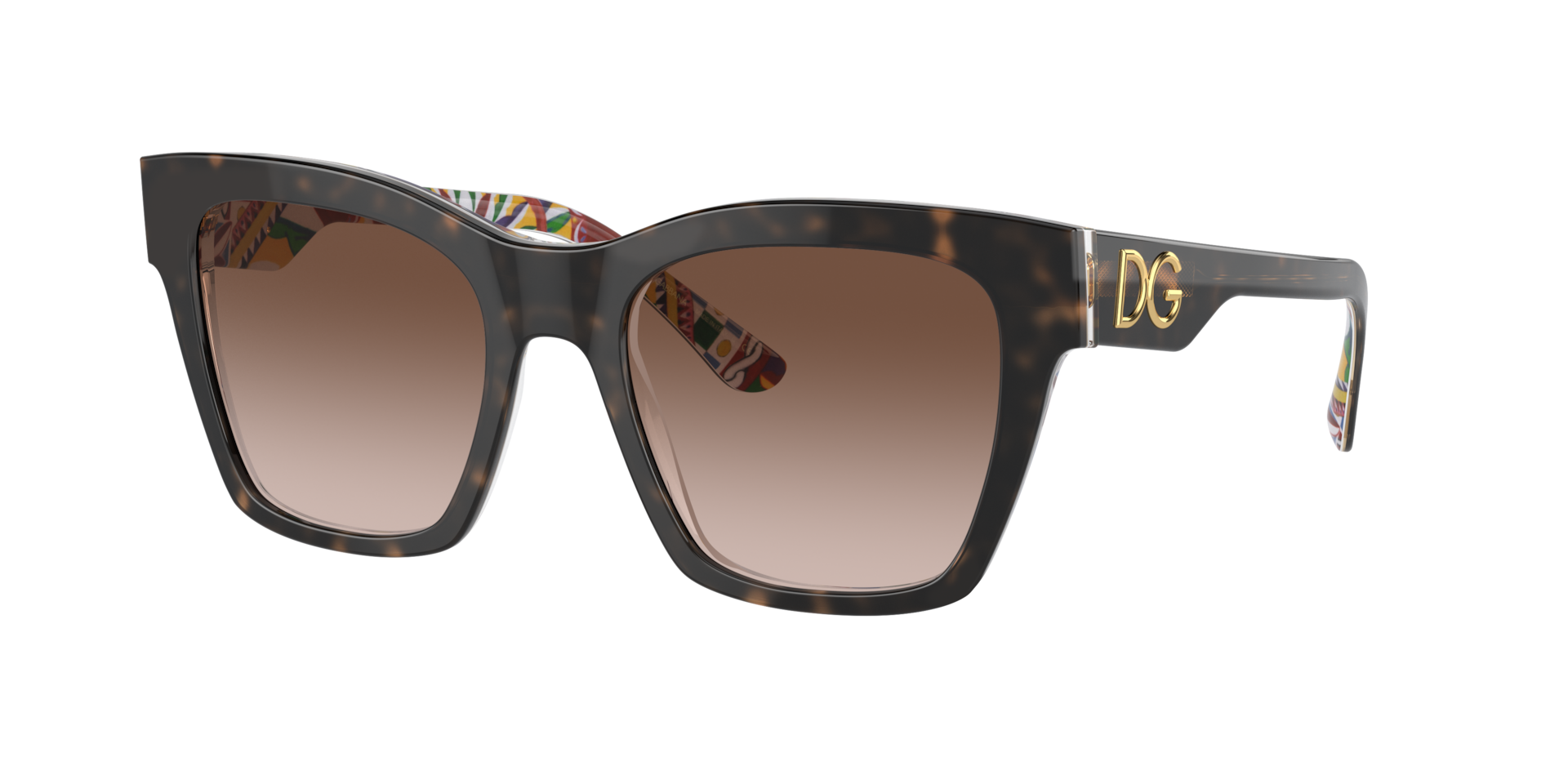 Dolce&Gabbana Woman Sunglass DG4384 -  Frame color: Havana On White Barrow, Lens color: Brown Gradient