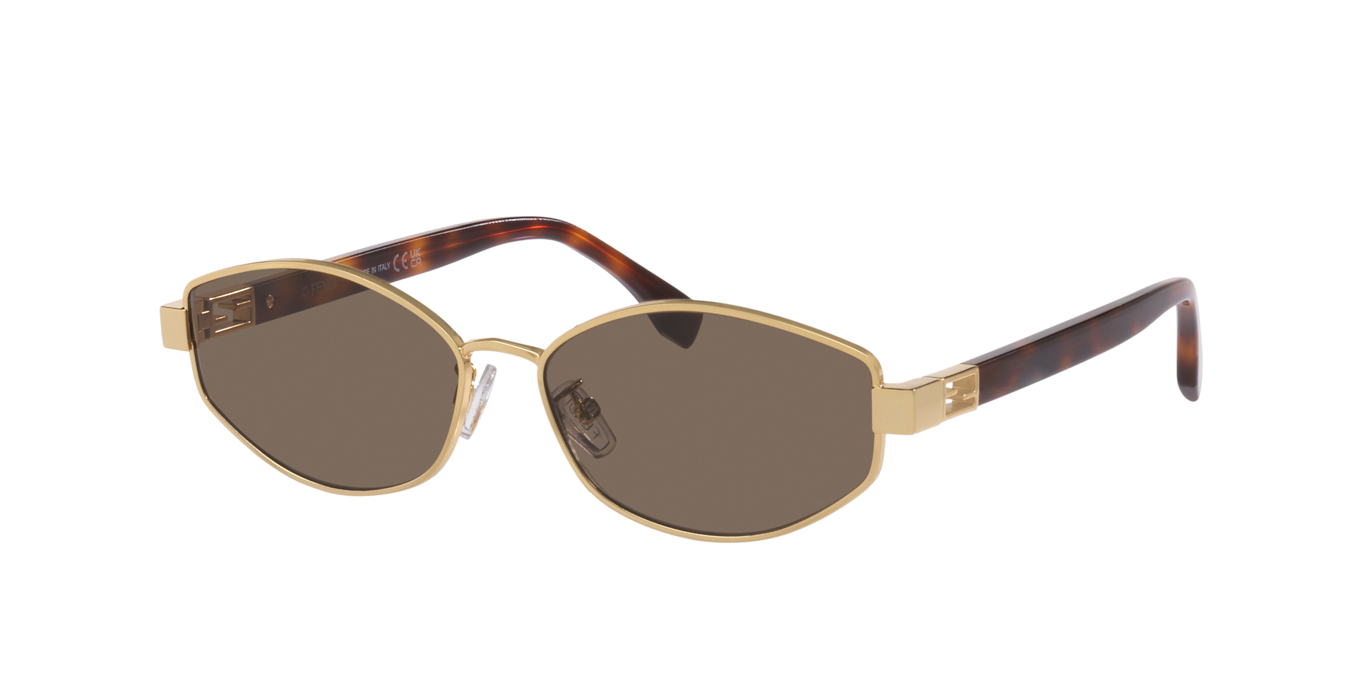Fendi BAGUETTE FE40216U S (56 - 15) with Brown lenses and Gold